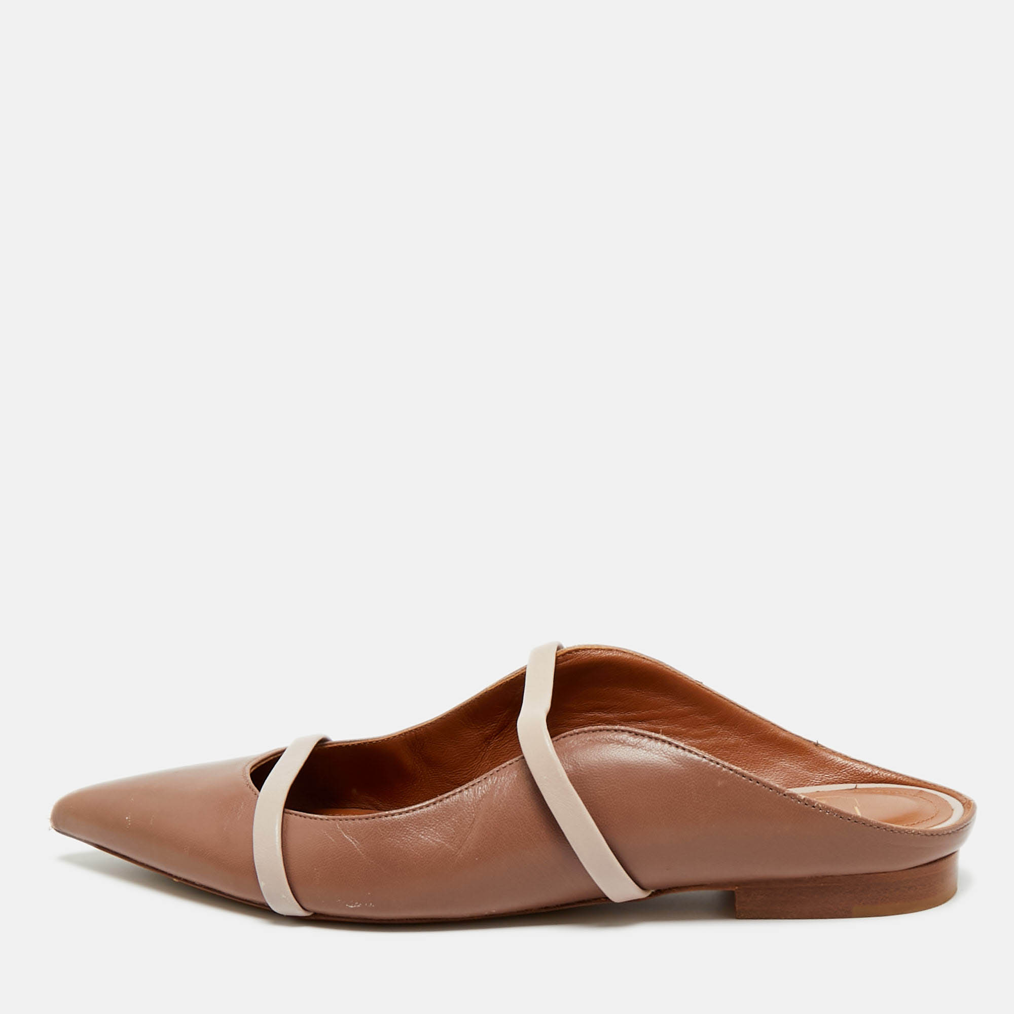 Pre-owned Malone Souliers Cream/beige Leather Maureen Mule Sandals Size 37