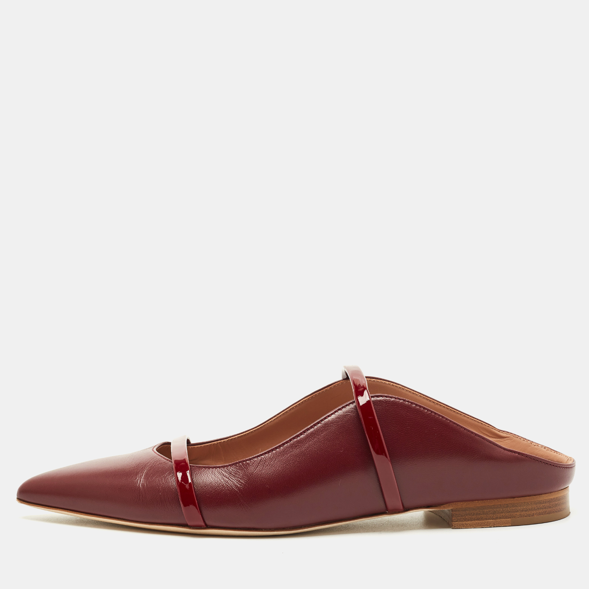 

Malone Souliers Burgundy Leather Maureen Flat Mules Size