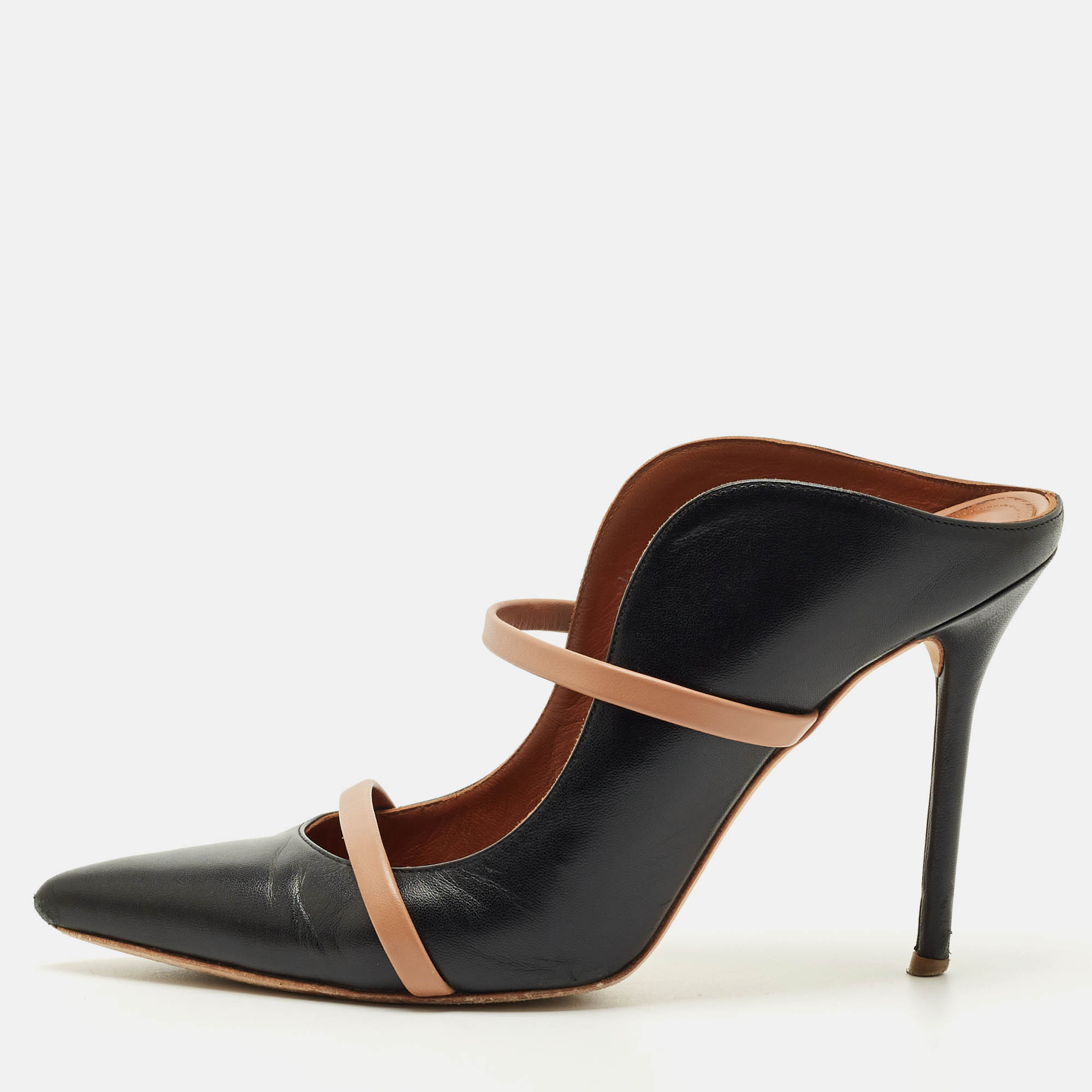 

Malone Souliers Black/Beige Leather Maureen Heel Mules Size