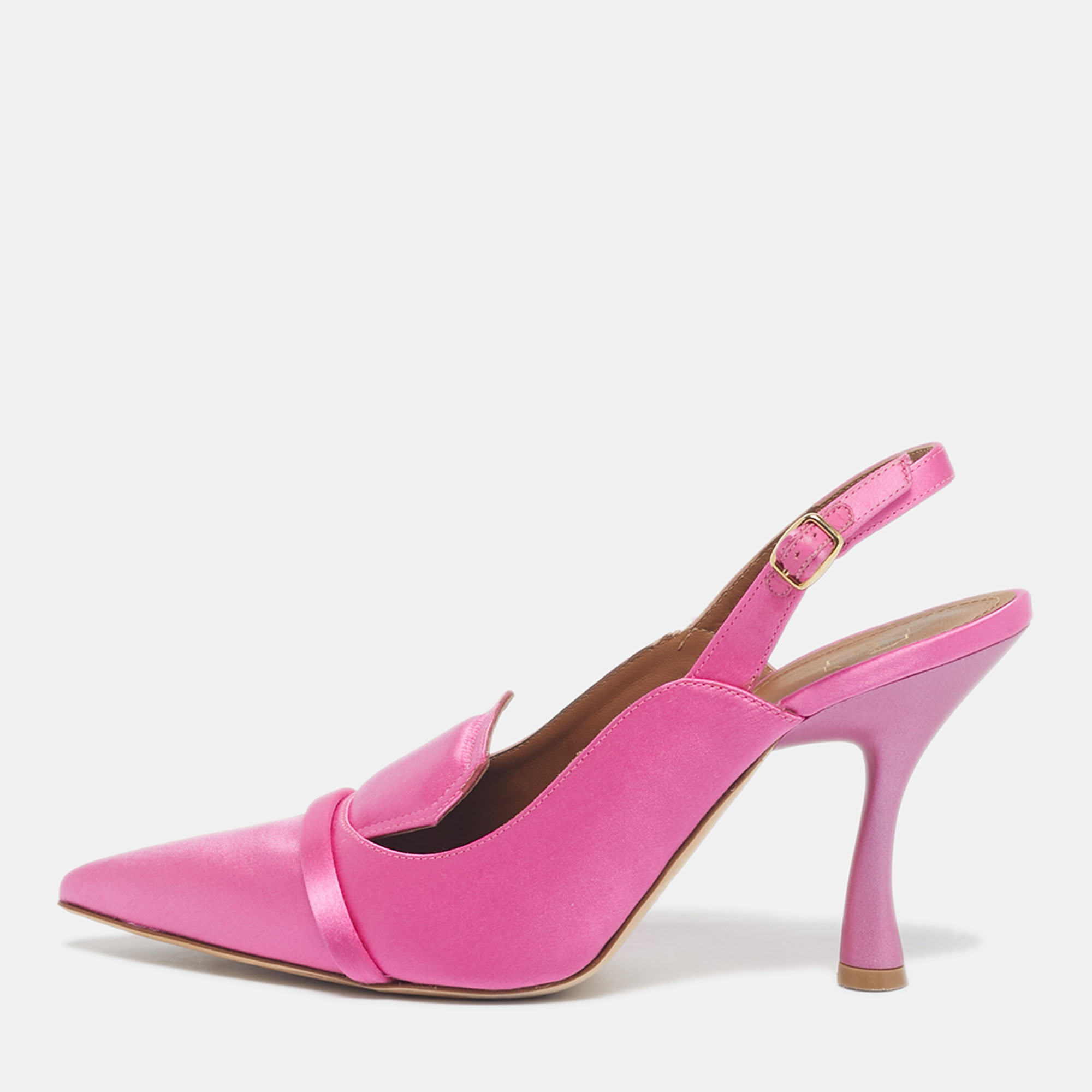 

Malone Souliers Pink Satin Vero Cuoio Slingback Pumps Size