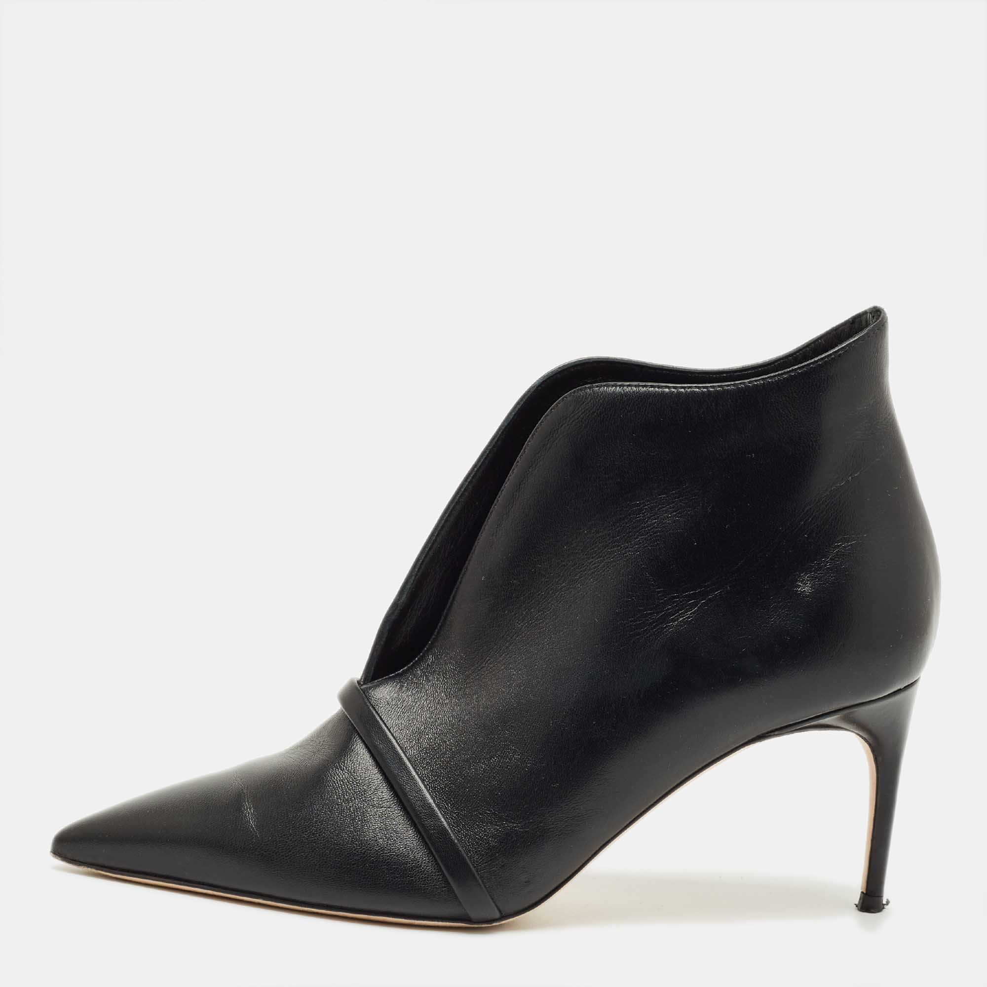 Malone Souliers Black Leather Clara Ankle Boots Size 38