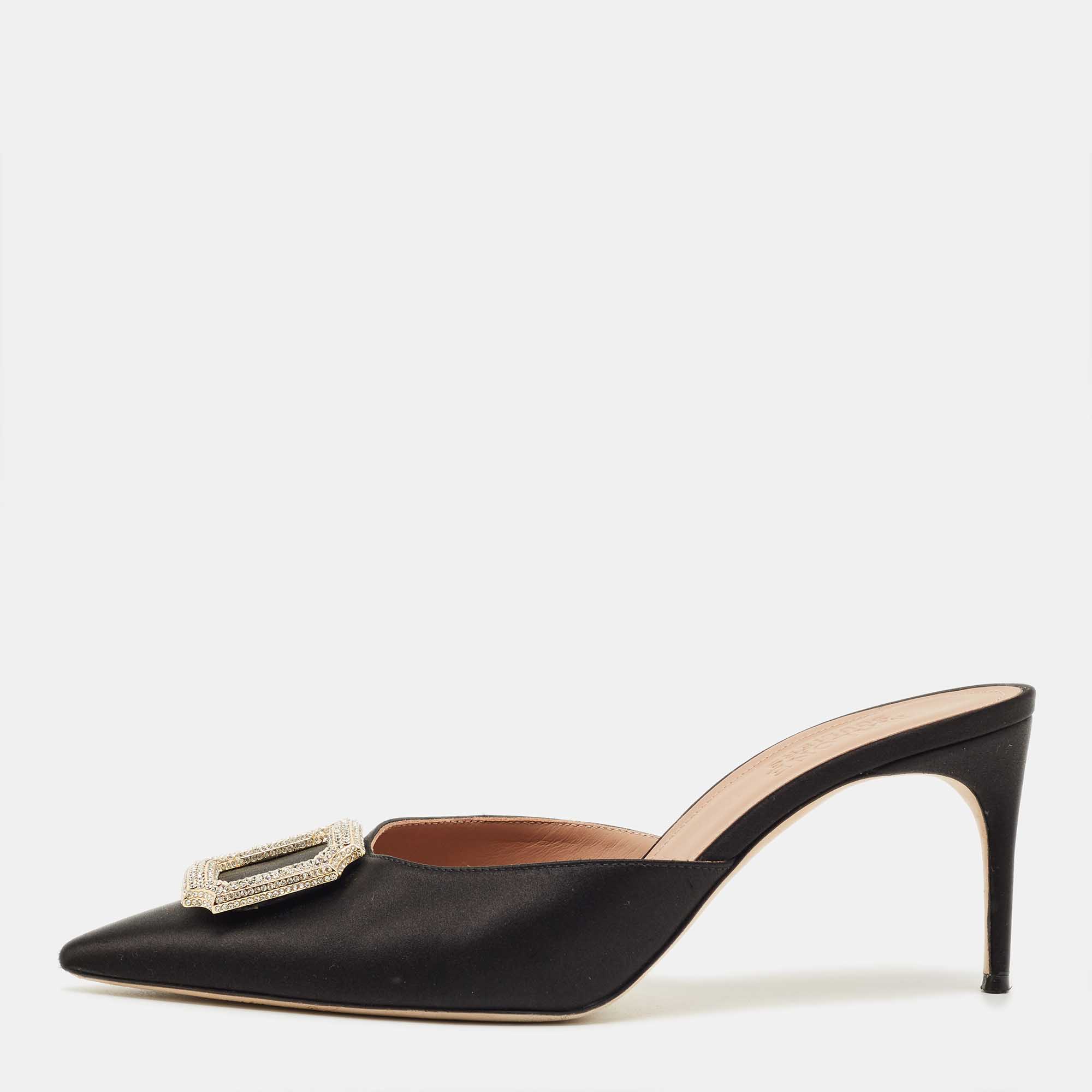 

Malone Souliers Black Satin Mona Mules Size