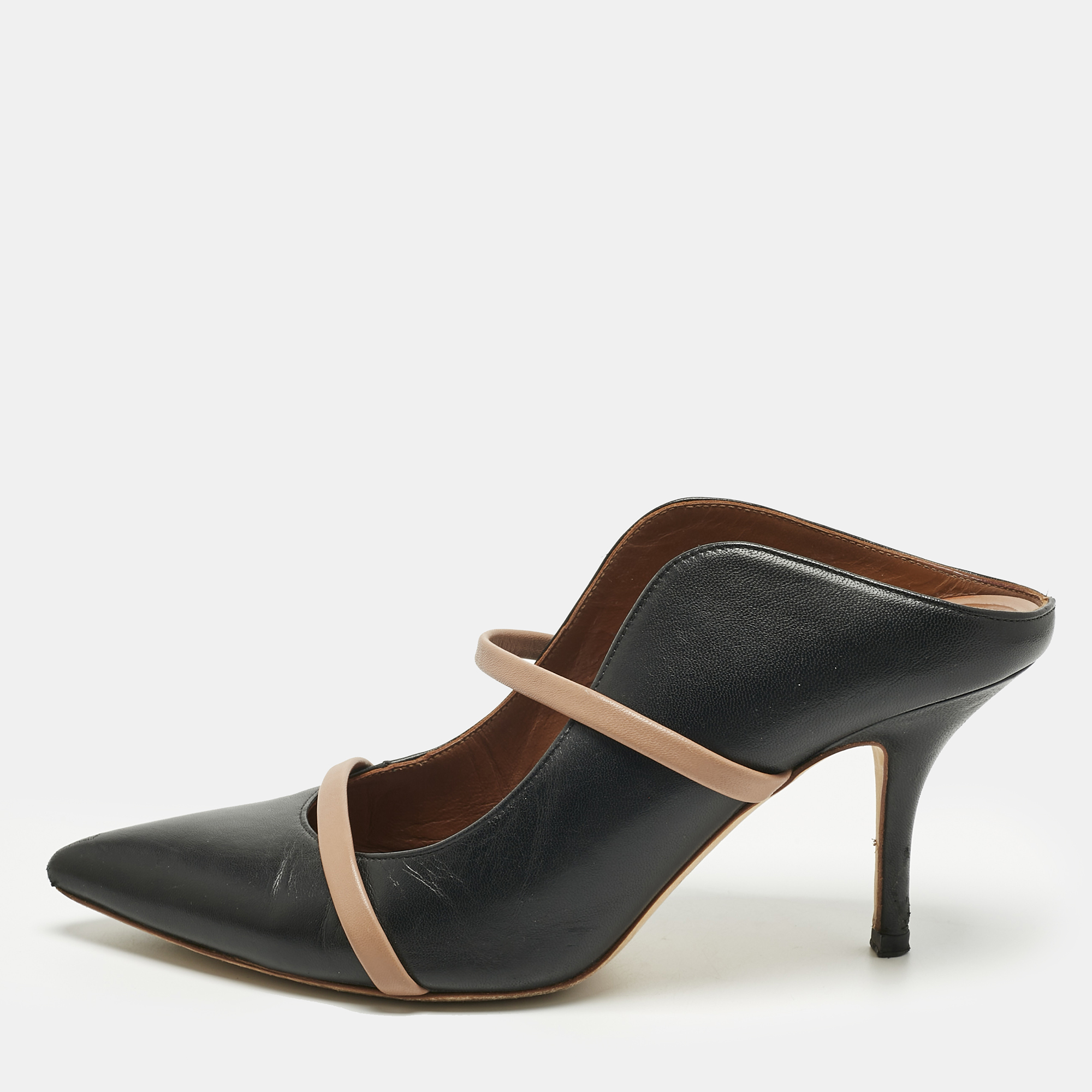 

Malone Souliers Black/Beige Leather Maureen Pointed Toe Mules Size
