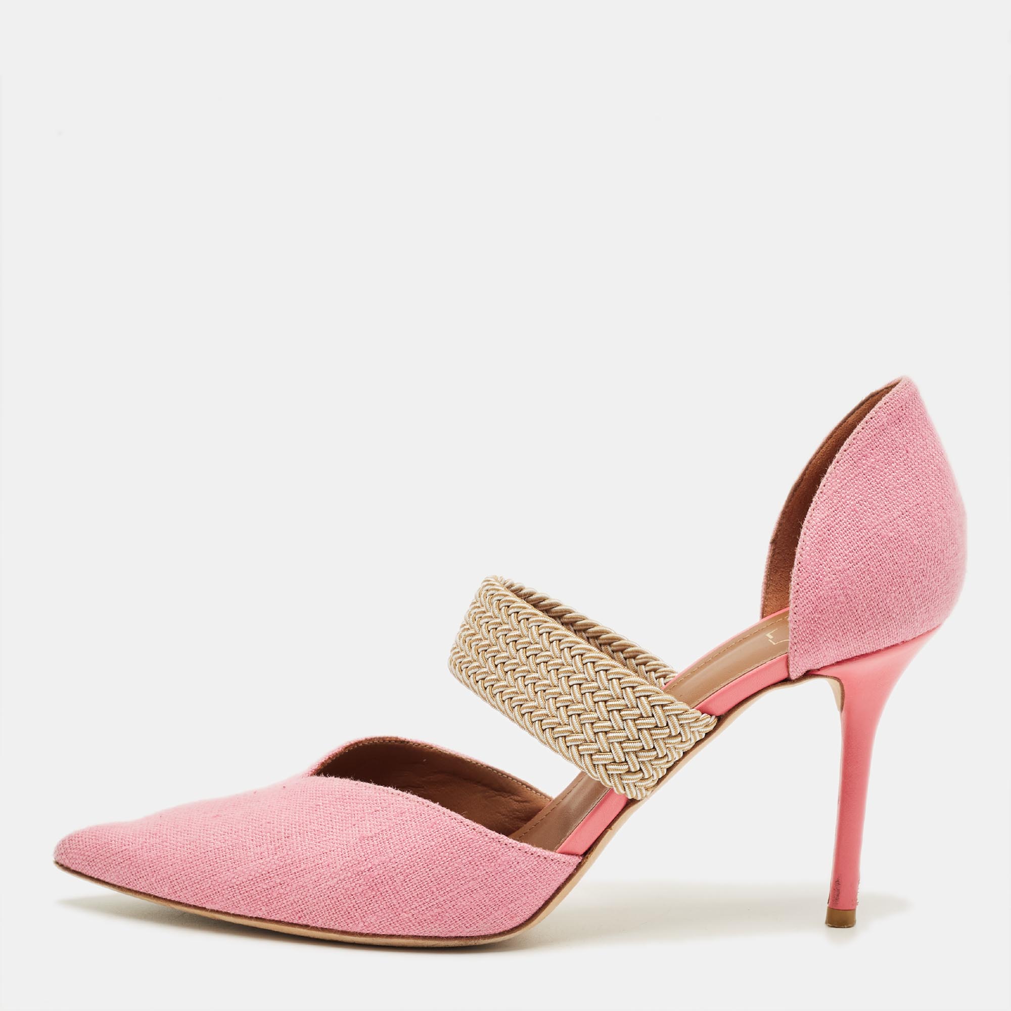 Pre-owned Malone Souliers Pink Canvas Maisie D'orsay Pumps Size 40
