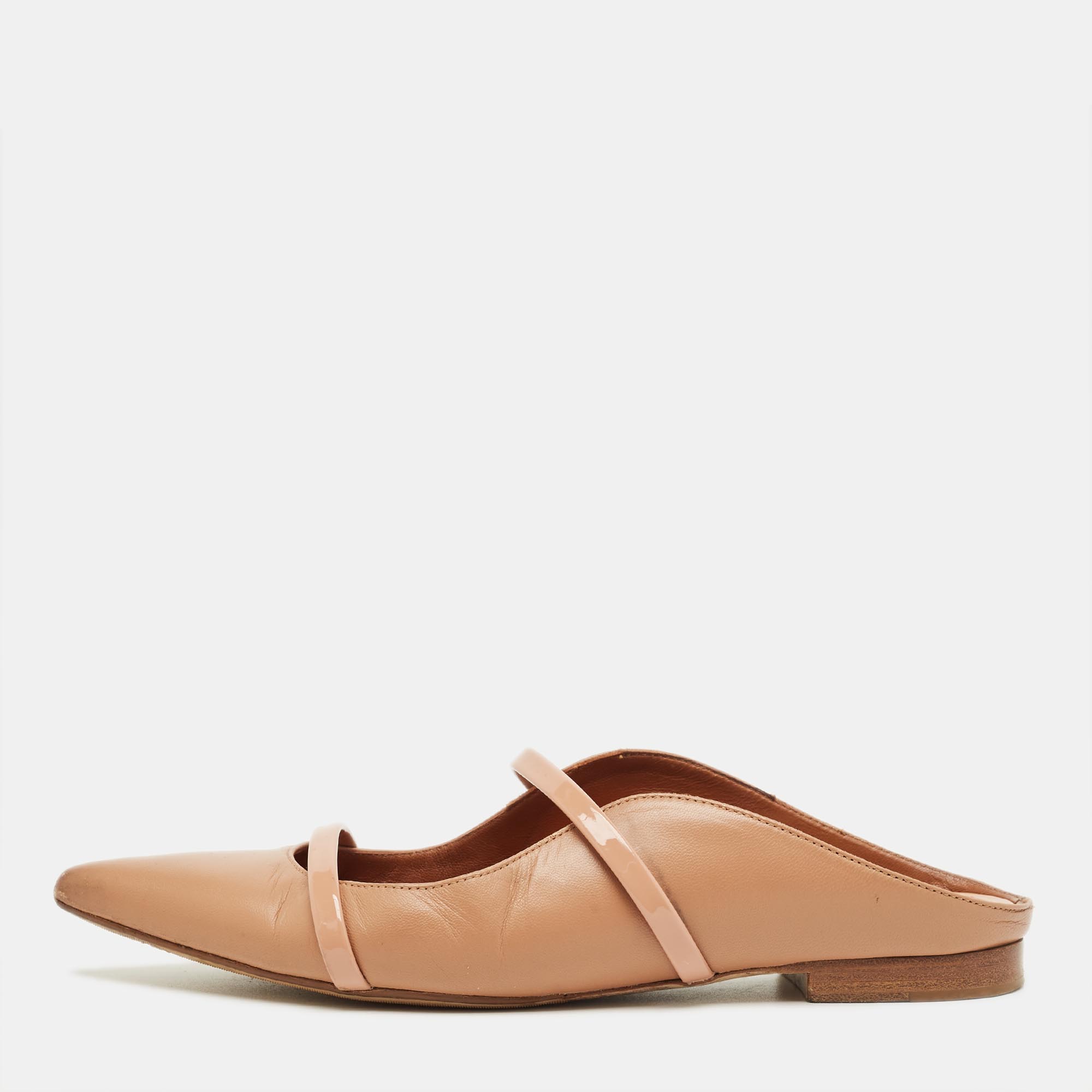 Pre-owned Malone Souliers Beige Leather Maureen Mule Sandals Size 38