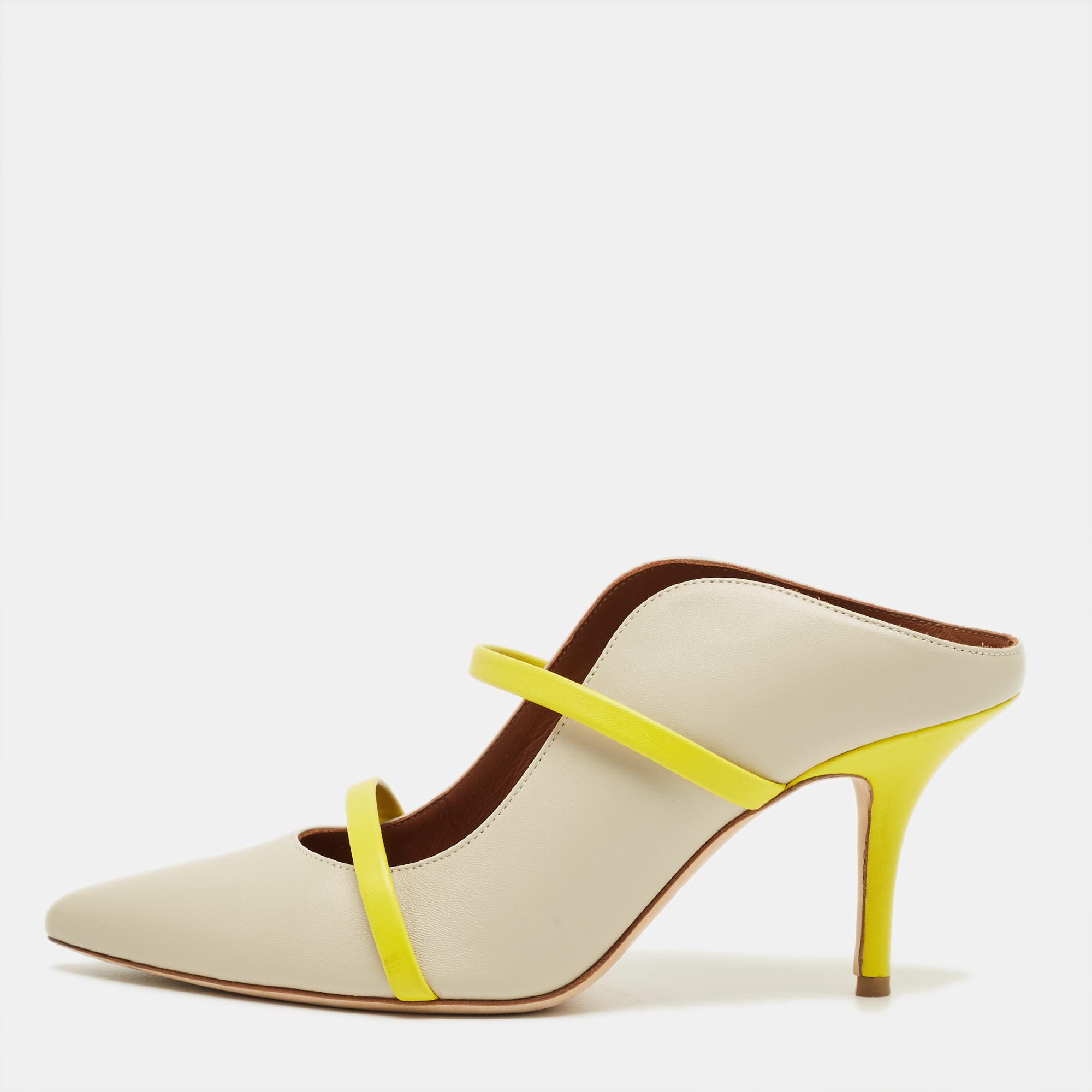 

Malone Souliers Grey/Yellow Leather Maureen Mules Size