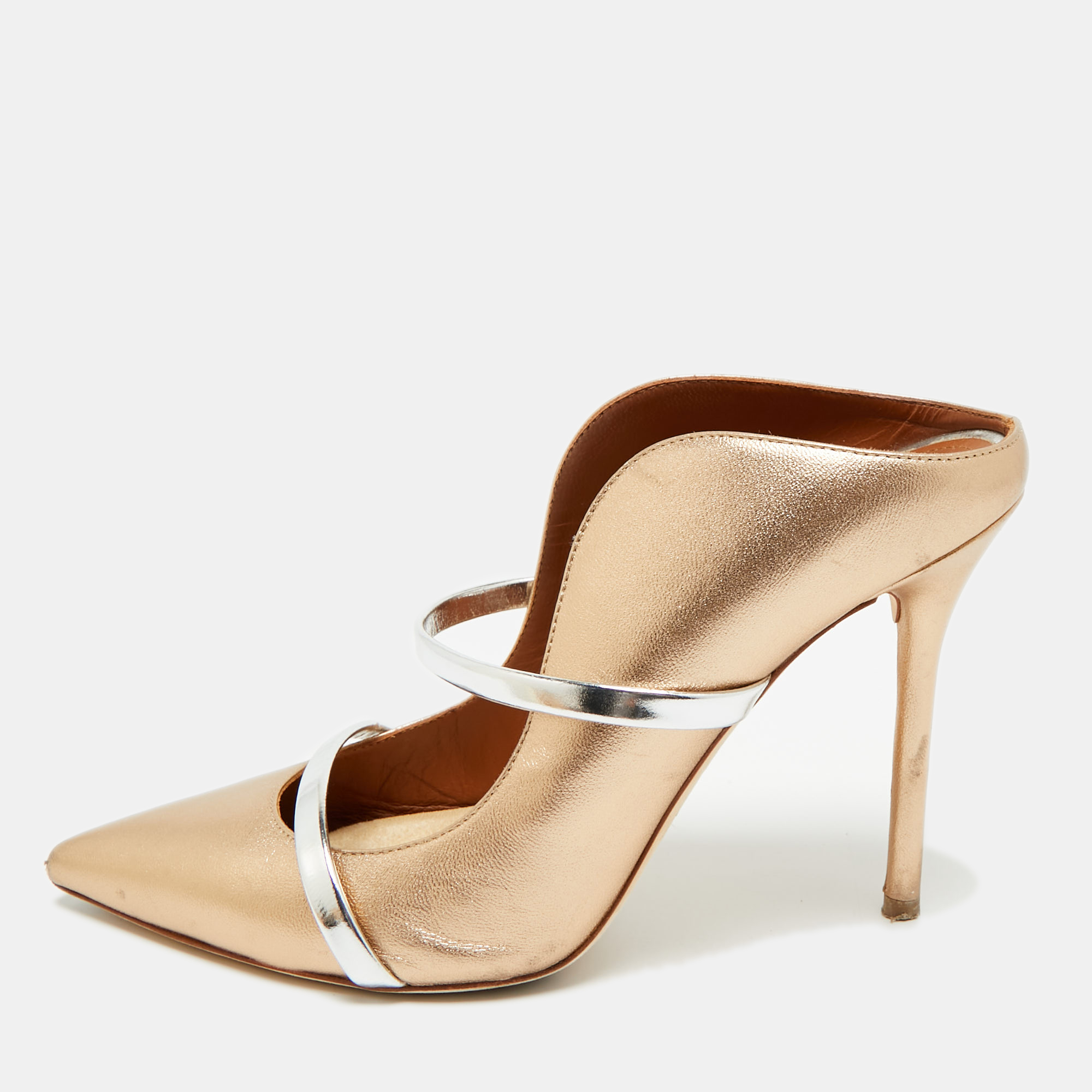 

Malone Souliers Maureen Size  Metallic Gold/Silver Leather Mules