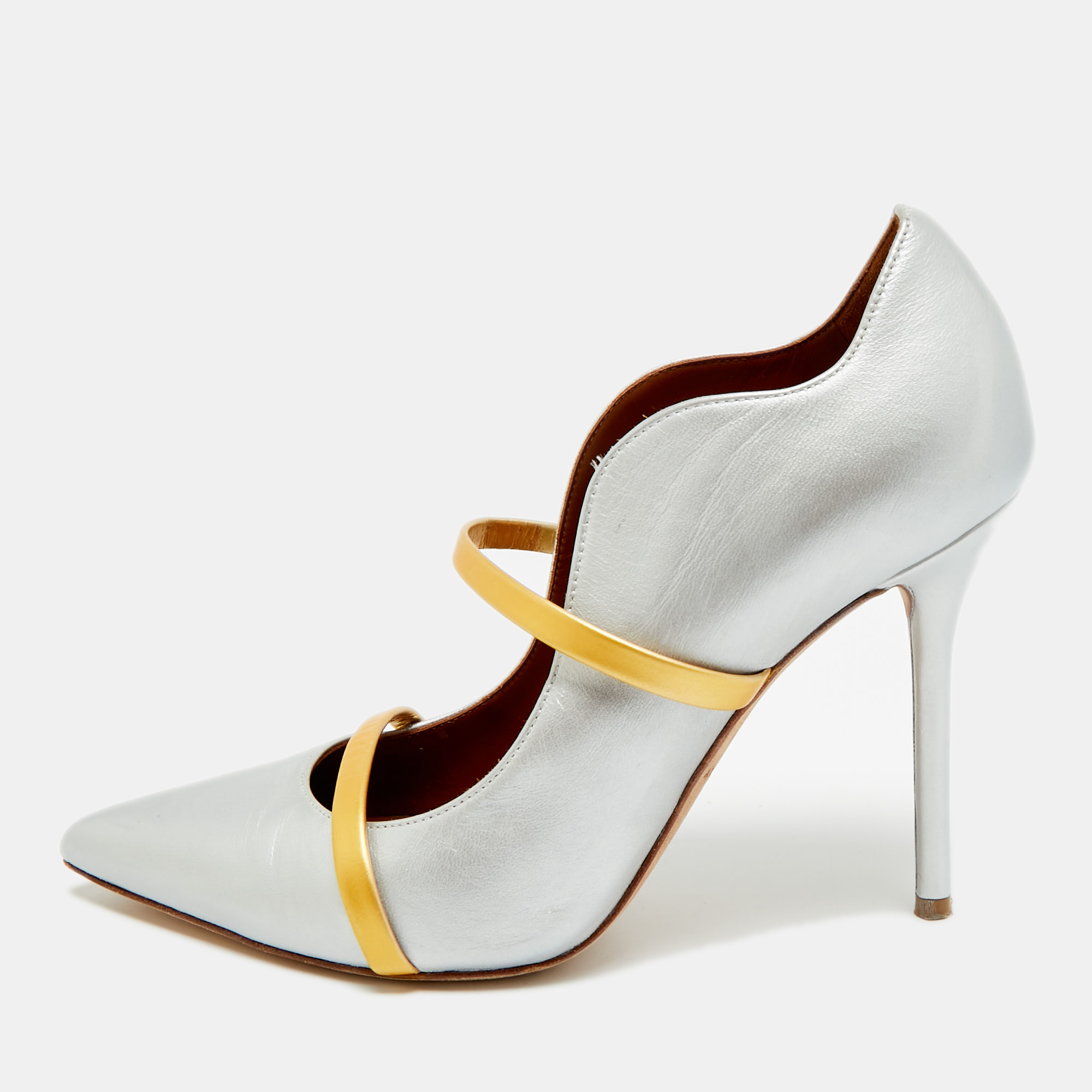 

Malone Souliers Maureen Size  Silver/Gold Leather Pumps