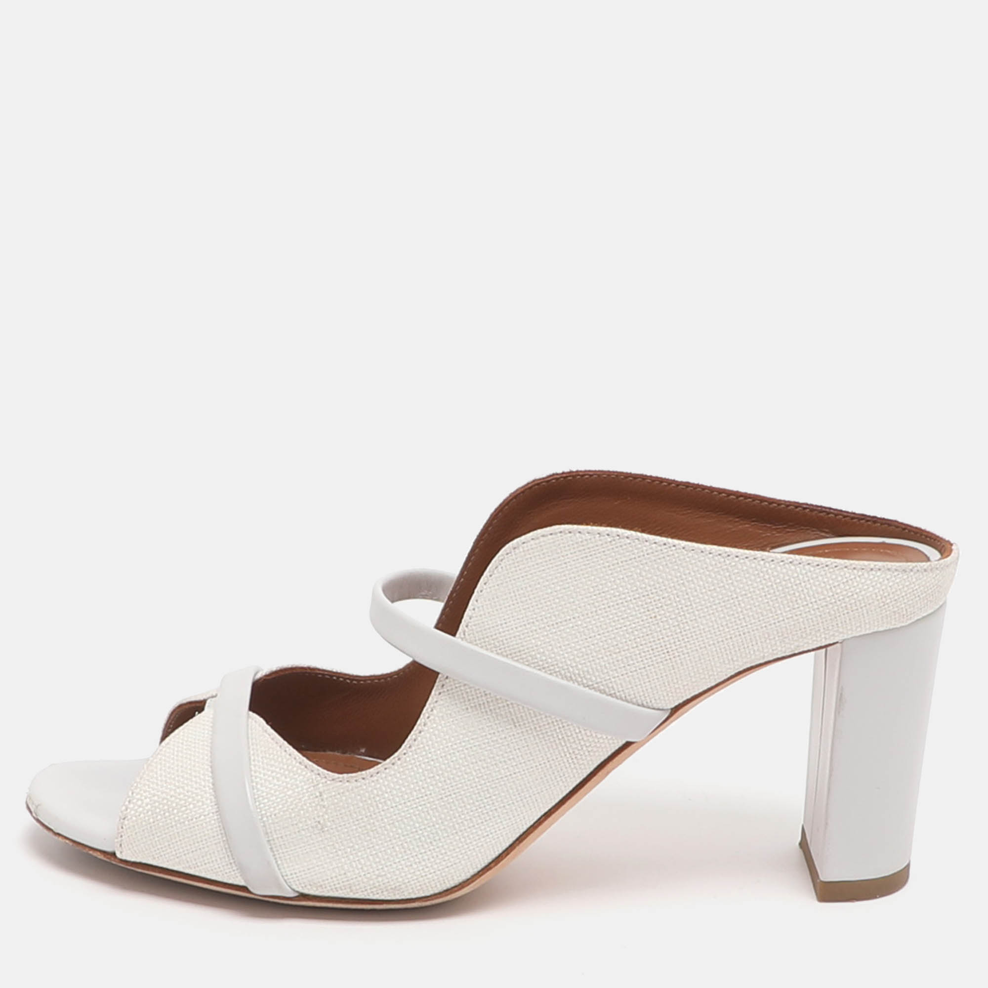 

Malone Souliers Norah Size 35 White Leather and Straw Mules