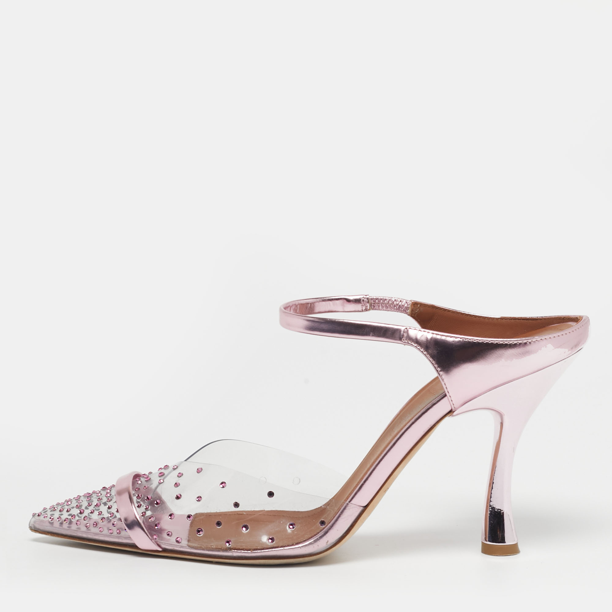 

Malone Souliers Iona Size  Transparent/Fucshia Leather and PVC Crystal Embellished Mules