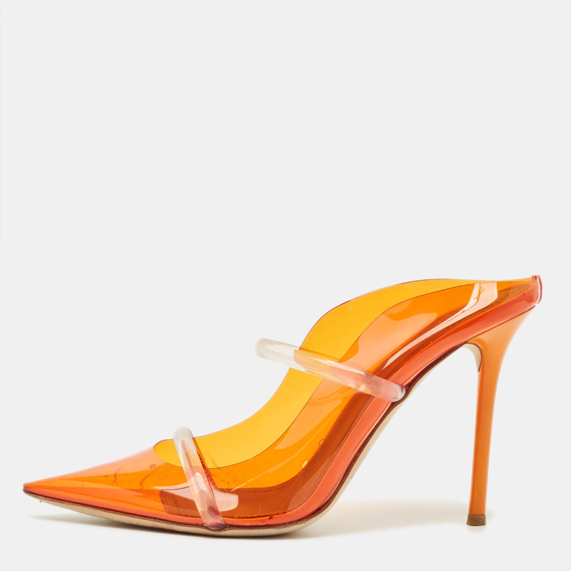 

Malone Souliers Maureen Size  Orange/Transparent PVC Mules