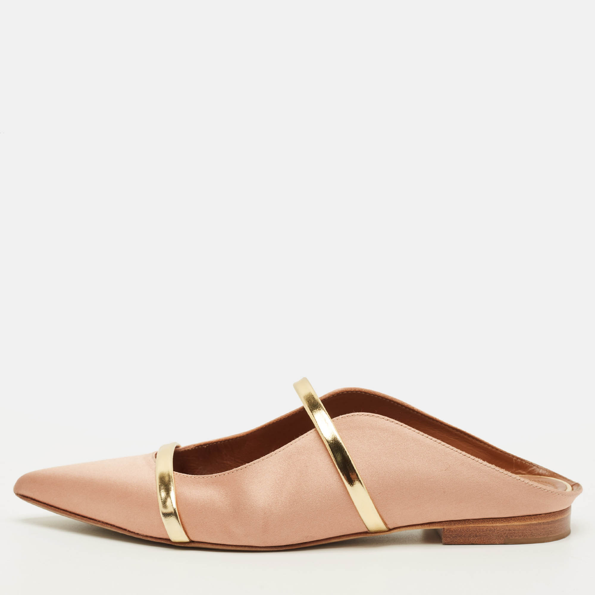 

Malone Souliers Maureen Size  Gold Leather and Satin Flat Mules