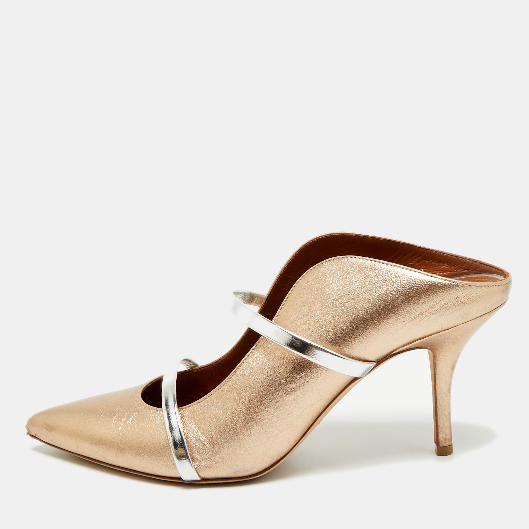

Malone Souliers Maureen Size  Gold/Silver Leather Mules