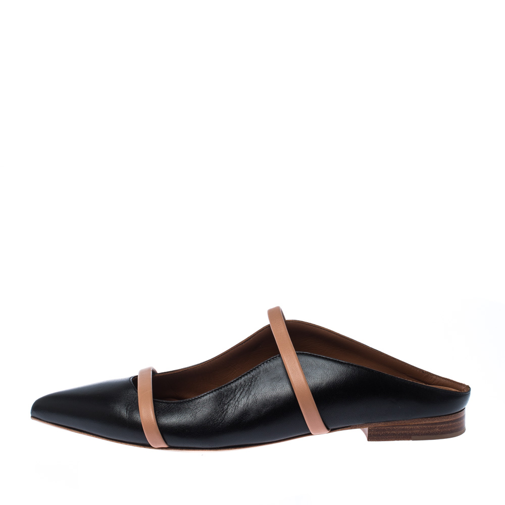 

Malone Souliers Black/Beige Leather Pointed-Toe Flats Size