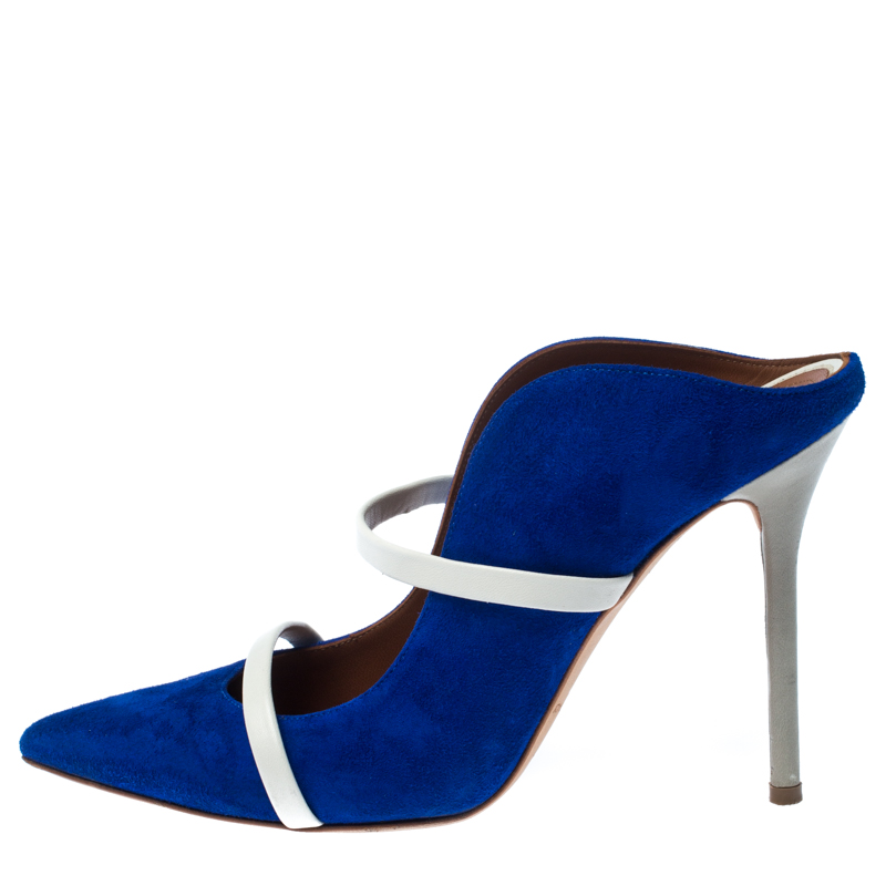 

Malone Souliers Blue/Light Grey Suede and Leather Maureen Mules Size