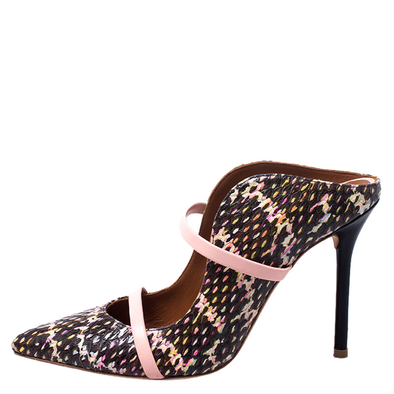 

Malone Souliers Multicolor Python Leather Maureen Pointed Toe Sandals Size