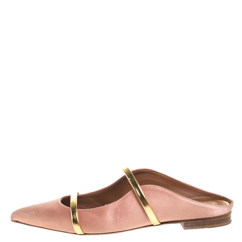 

Malone Souliers Beige Satin Maureen Pointed Toe Flats Size