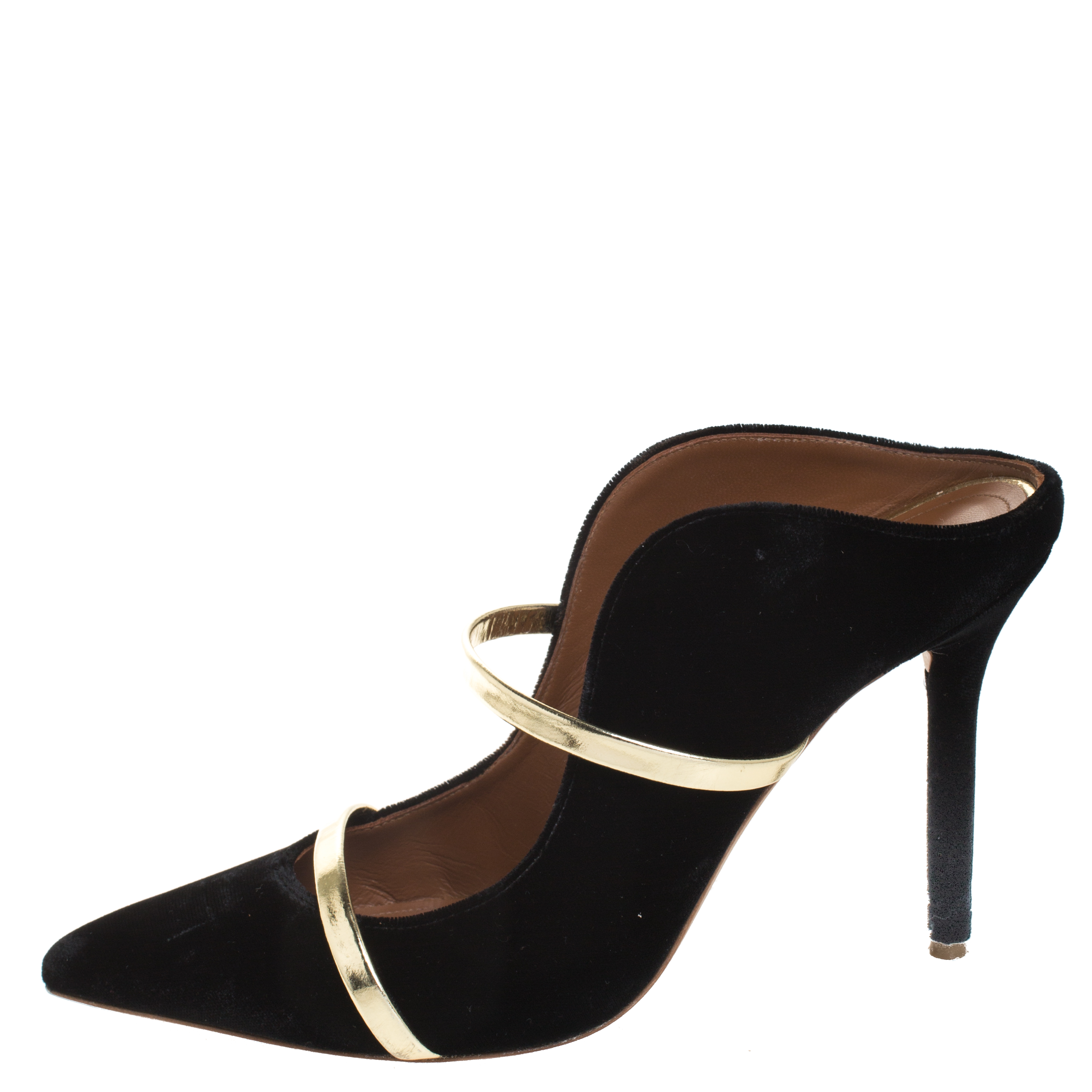 

Malone Souliers Black Velvet And Leather Maureen Mules Size