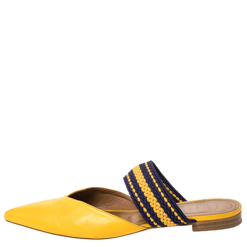 

Malone Souliers Yellow/Purple Leather Maisie Pointed Toe Mules Size