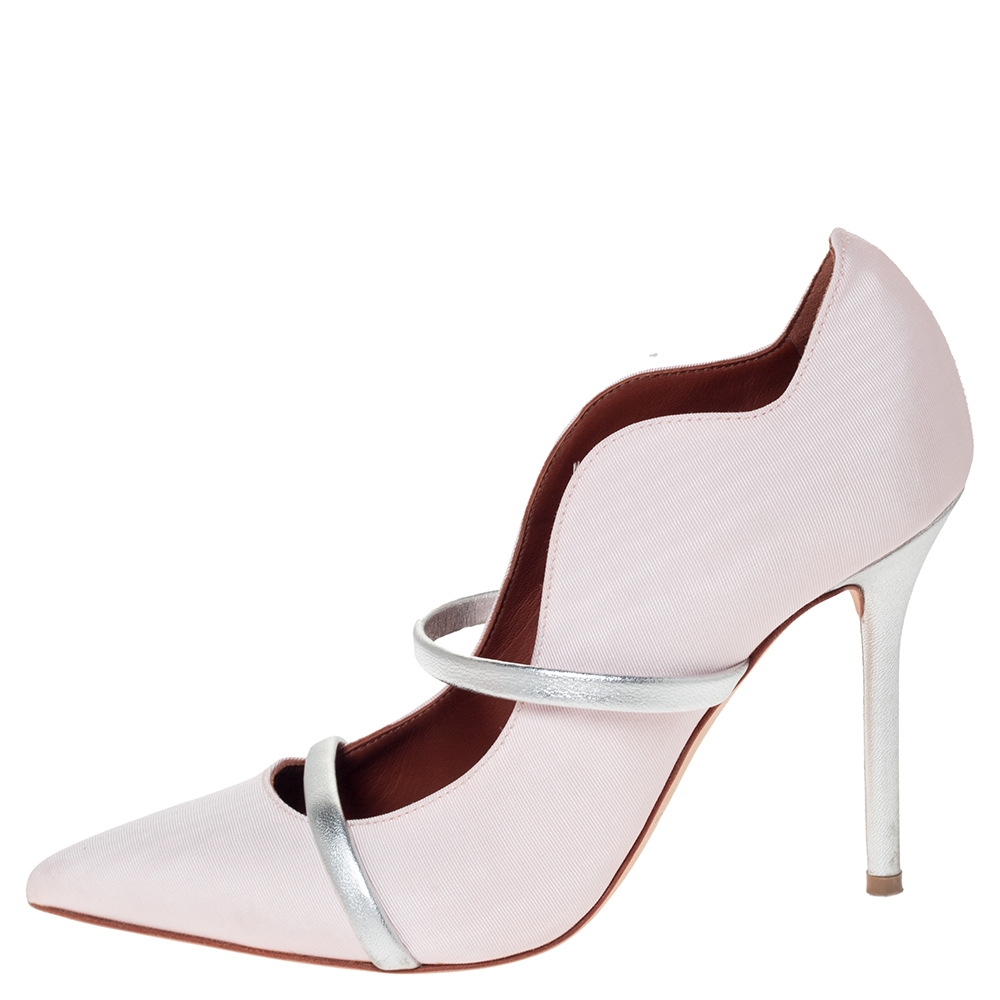 

Malone Souliers Pink Canvas Maureen Pointed Toe Pumps Size