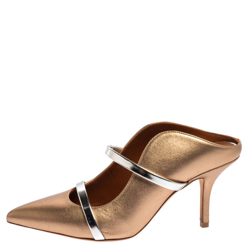 

Malone Souliers Metallic Brown Leather Maureen Mules Size