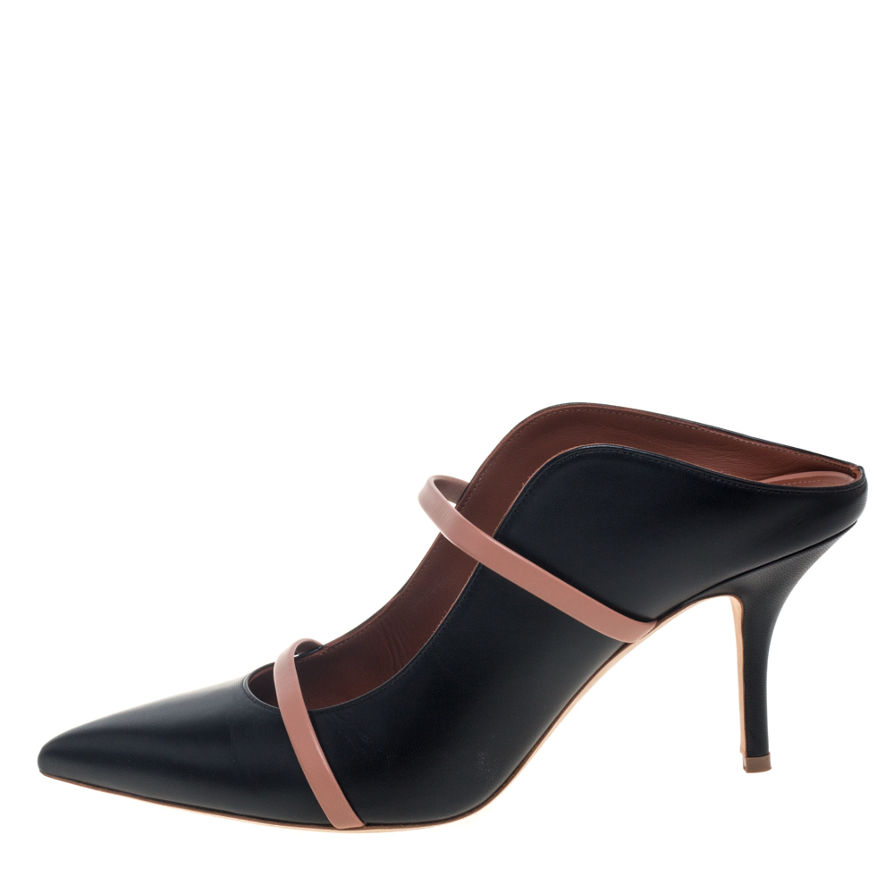 

Malone Souliers Beige/Black Leather Maureen Mules Sandals Size
