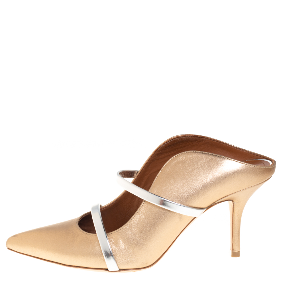 

Malone Souliers Metallic Gold Leather Maureen Mule Pumps Size