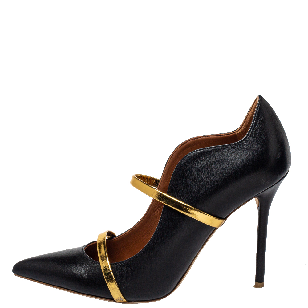 

Malone Souliers Black/ Gold Patent And Leather Maureen Pumps Size
