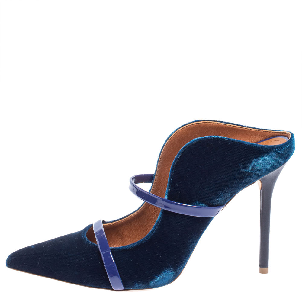 

Malone Souliers Blue Velvet Maureen Sandals Size