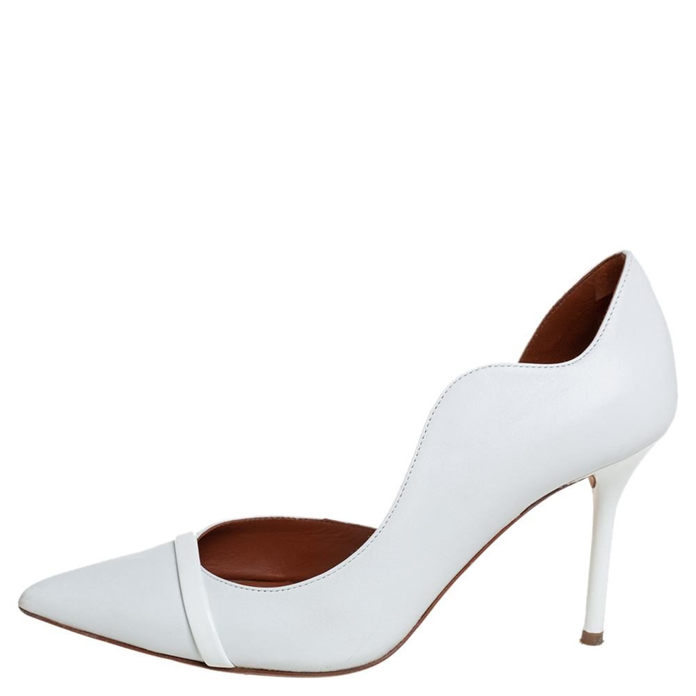 

Malone Souliers White Leather Morrissey D'orsay Pumps Size