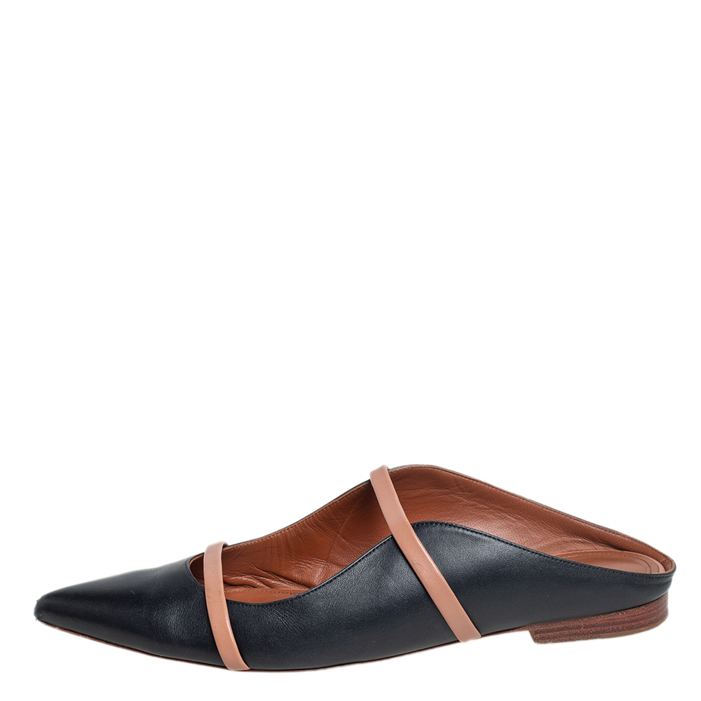 

Malone Souliers Black/Beige Leather Maureen Pointed Toe Flats Size