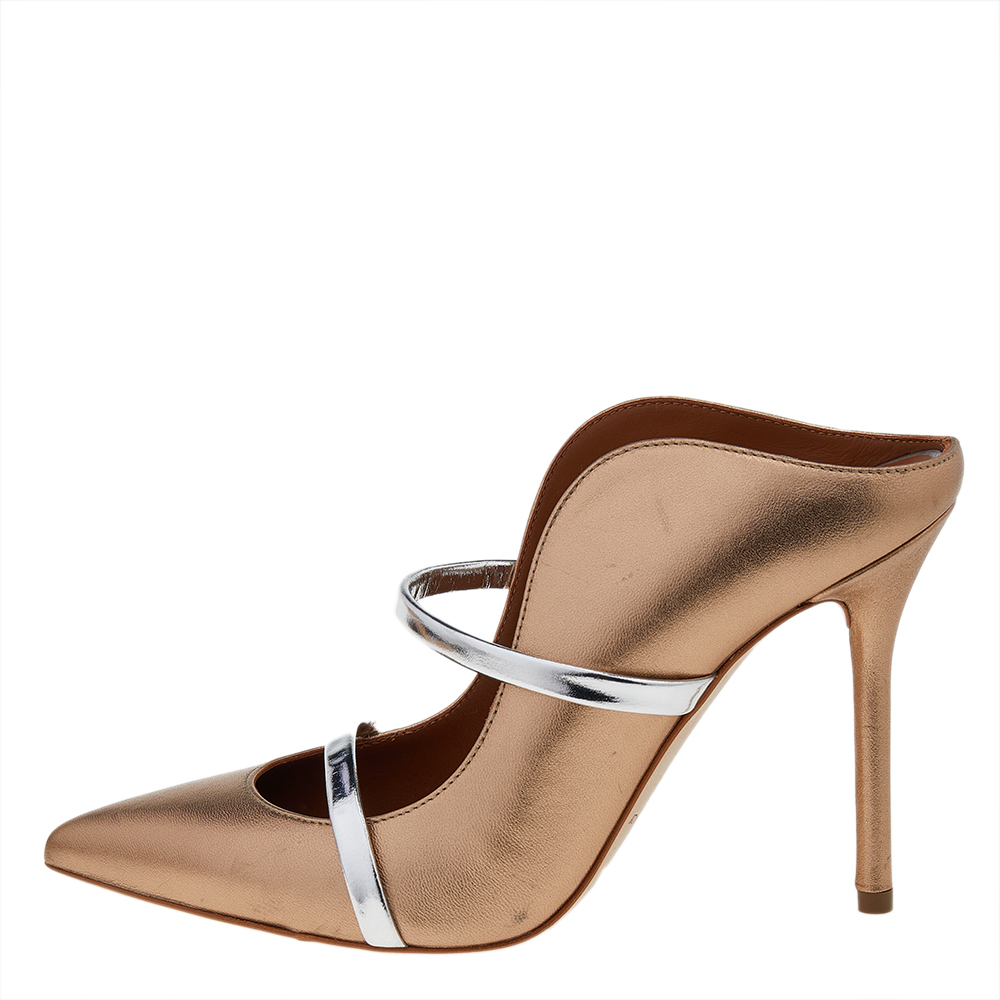 

Malone Souliers Gold/Silver Patent And Leather Maureen Sandals Size