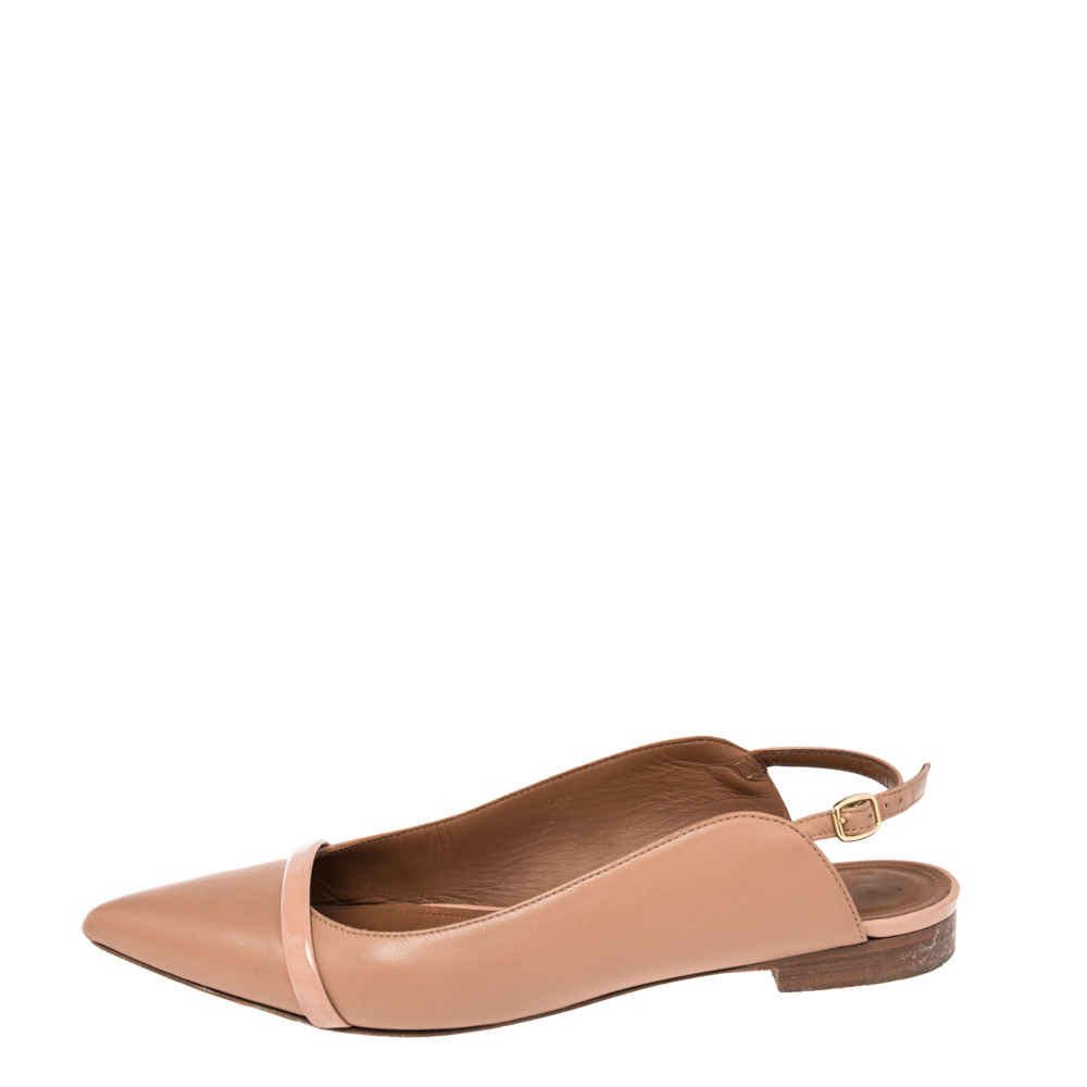

Malone Souliers Pink Leather Maureen Pointed Toe Flats Size