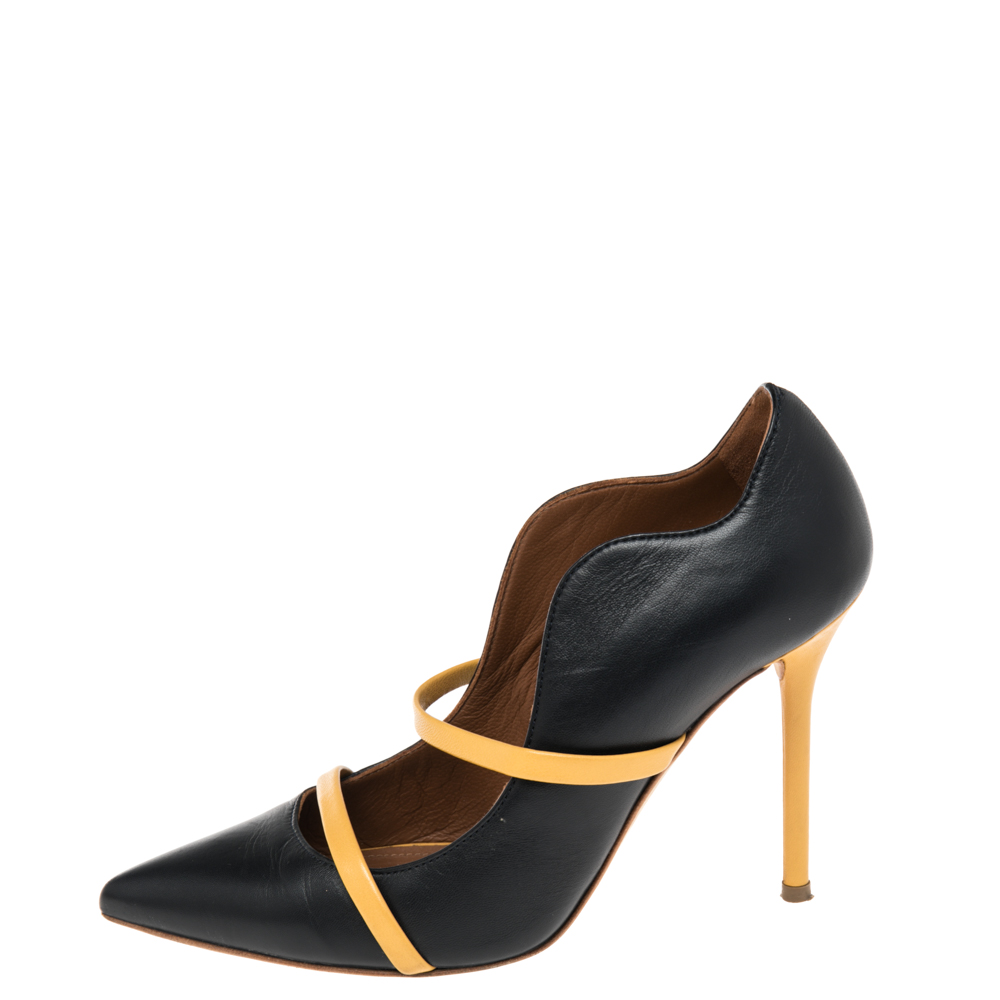 

Malone Souliers Yellow/Navy Blue Leather Maureen Pointed Toe Pumps Size