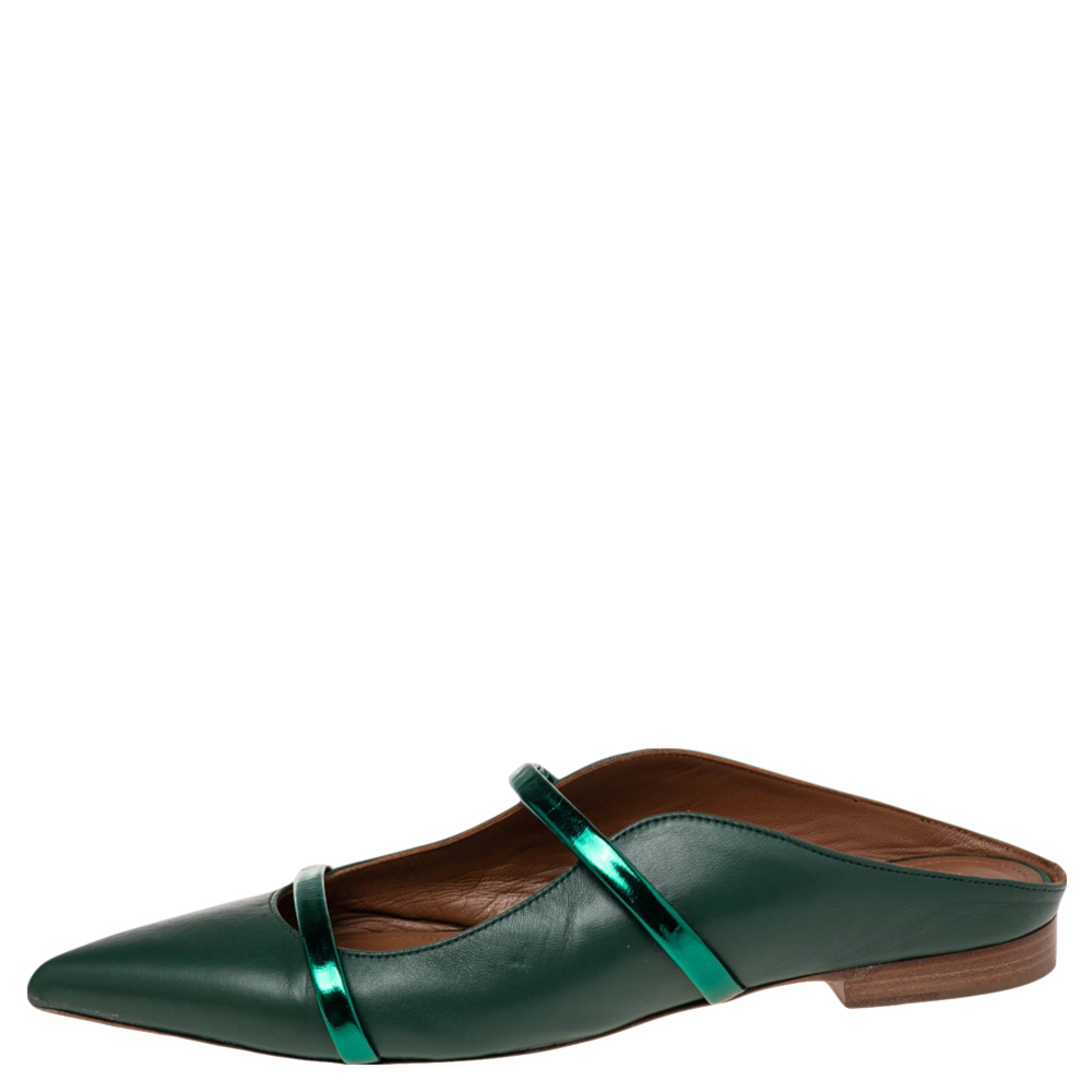 

Malone Souliers Green Leather Maureen Flats Size