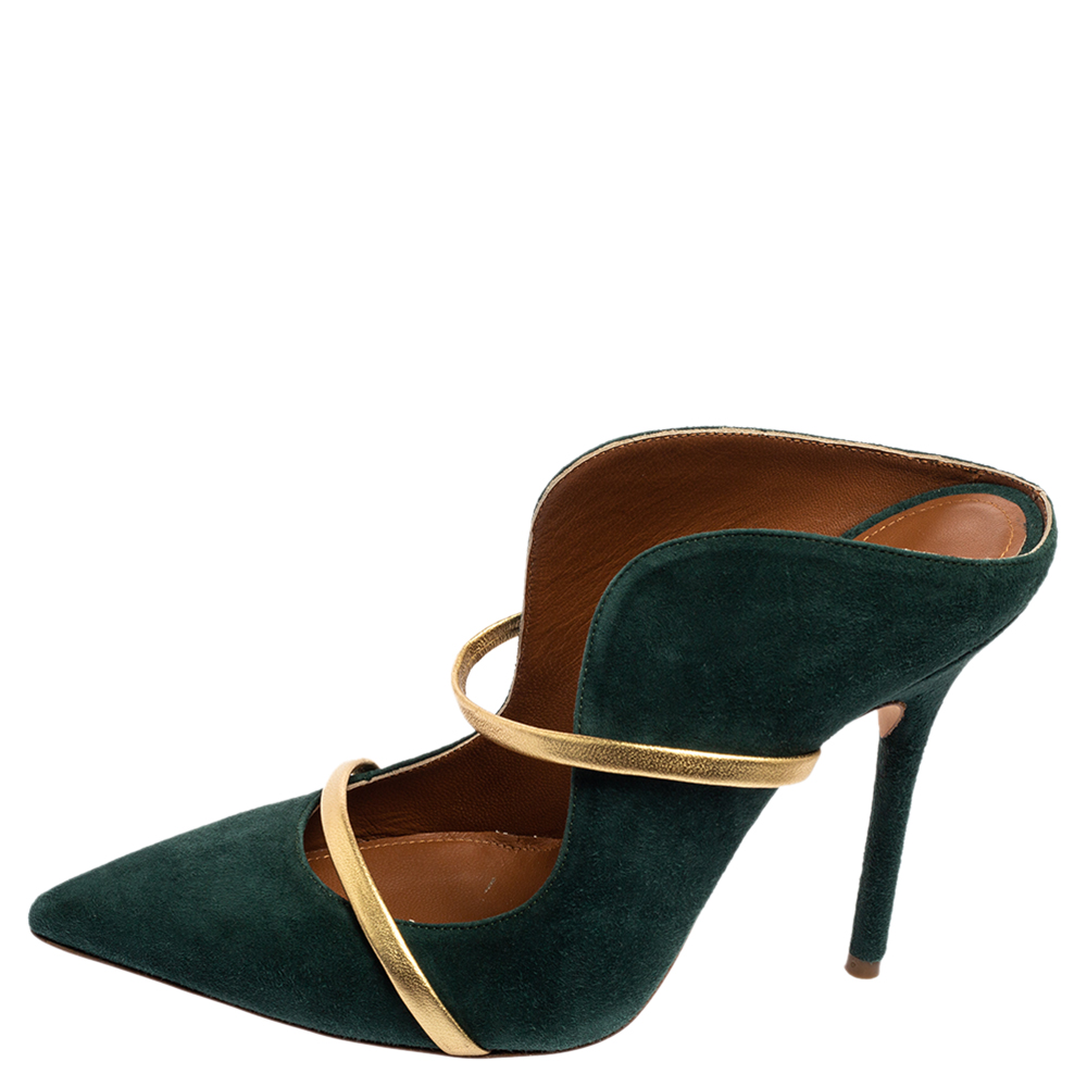 

Malone Souliers Green Suede Maureen Pointed Toe Mules Size