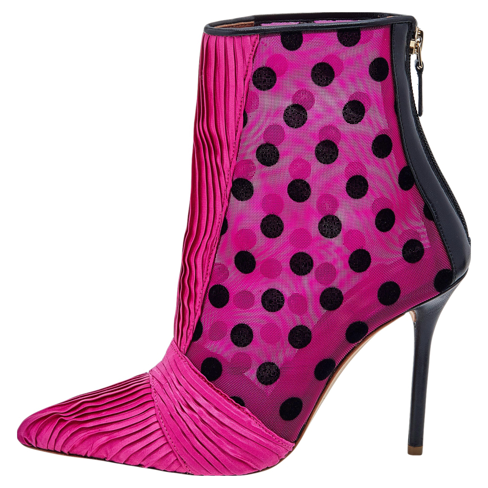 

Malone Souliers x Emanuel Ungaro Pink/Black Satin and Mesh Charlise Ankle Boots Size