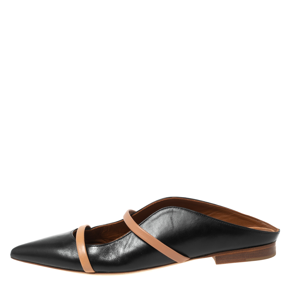 

Malone Souliers Black/Beige Leather Maureen Flats Size
