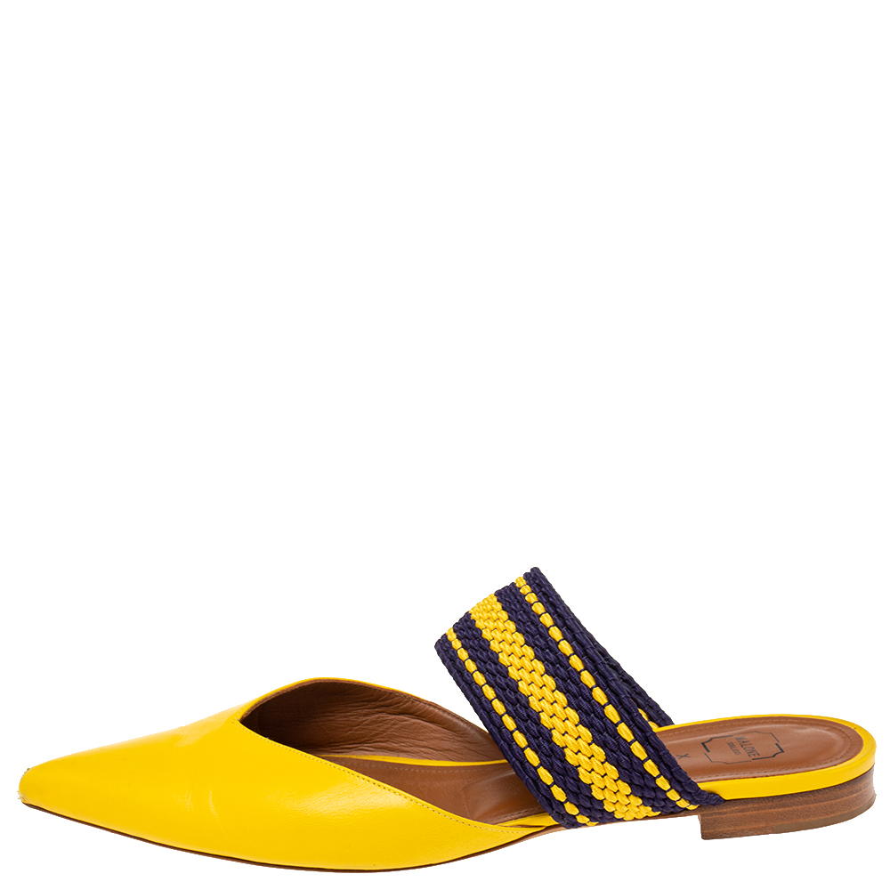 

Malone Souliers x Roksanda Yellow Leather Hannah Pointed-Toe Flat Mules Size