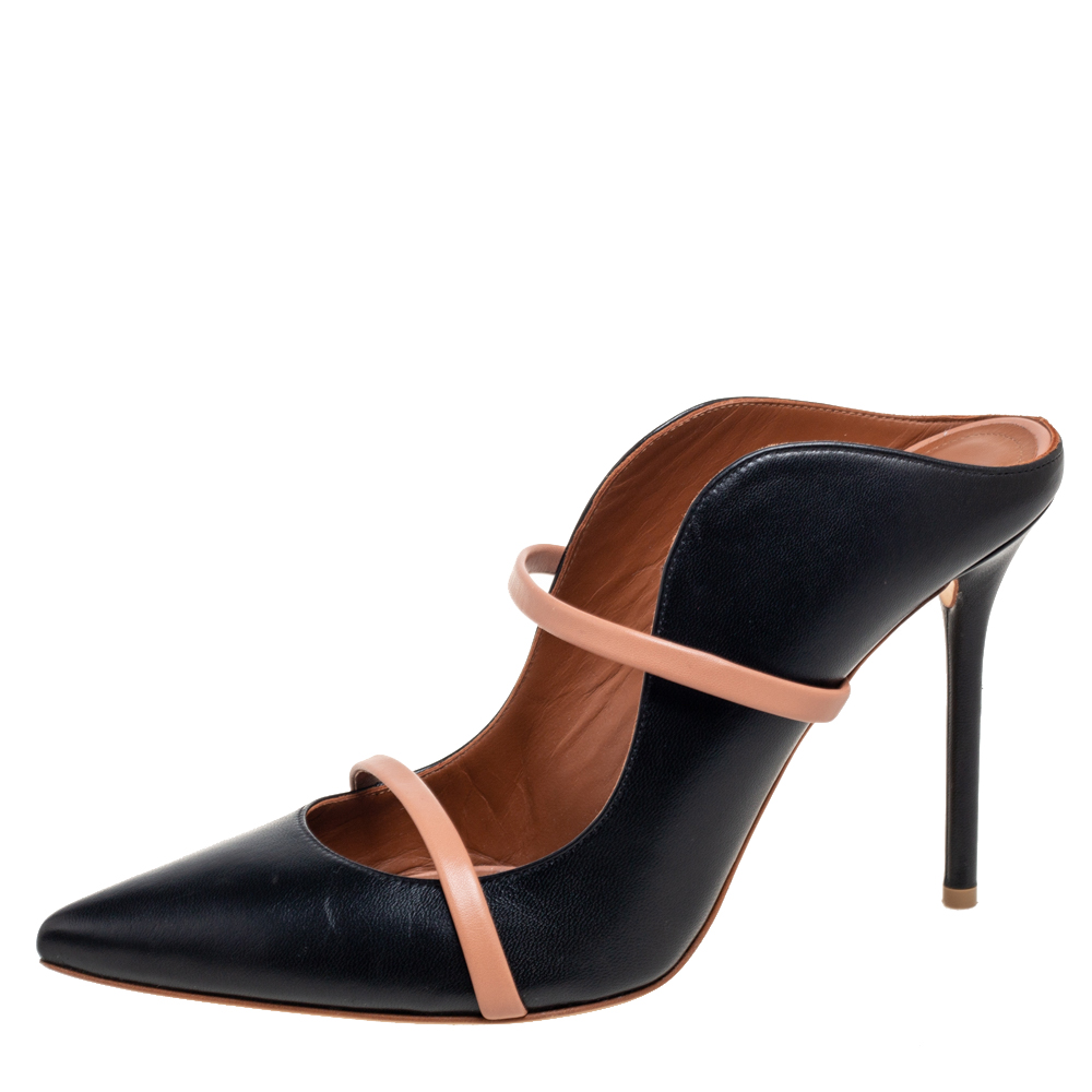 

Malone Souliers Black Leather Maureen Pointed-Toe Mules Size