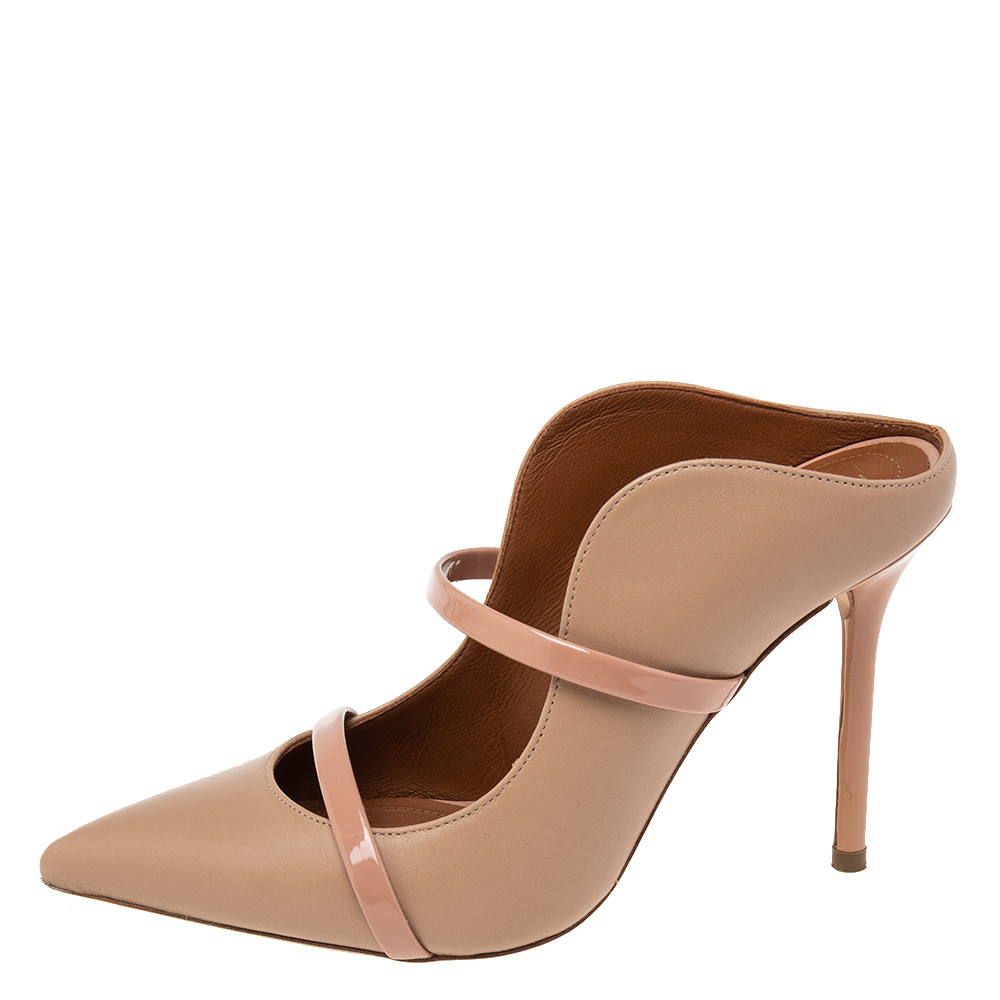 

Malone Souliers Beige Leather And Patent Maureen Pumps