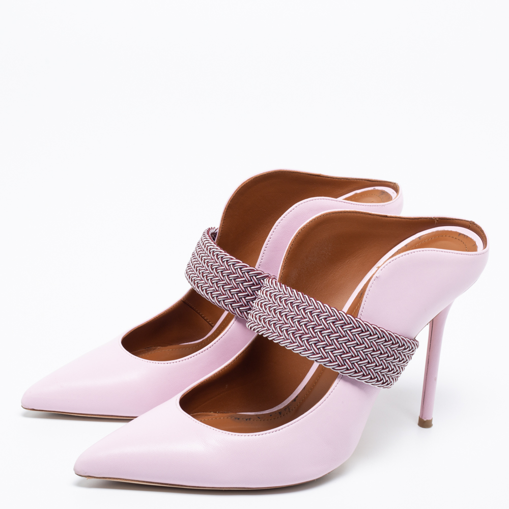 

Malone Souliers by Roy Luwolt Pink/Bugundy Leather Maisie Pointed Toe Mules Size