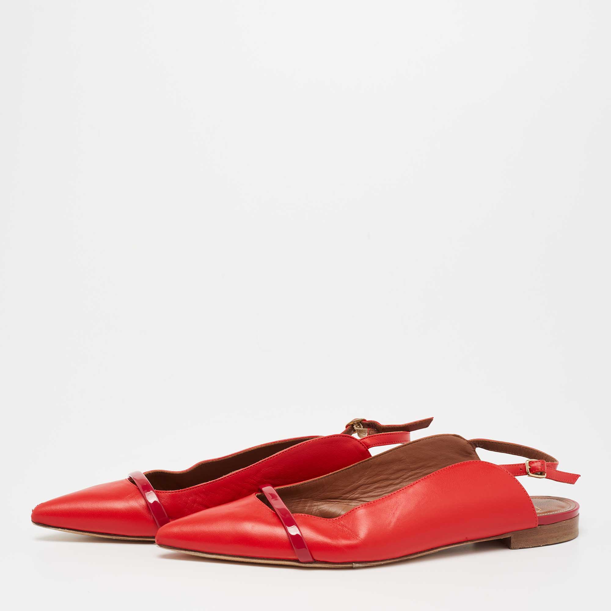 

Malone Souliers x Roy Luwolt Red Leather Marion Luwolt Flat Slingback Sandals Size