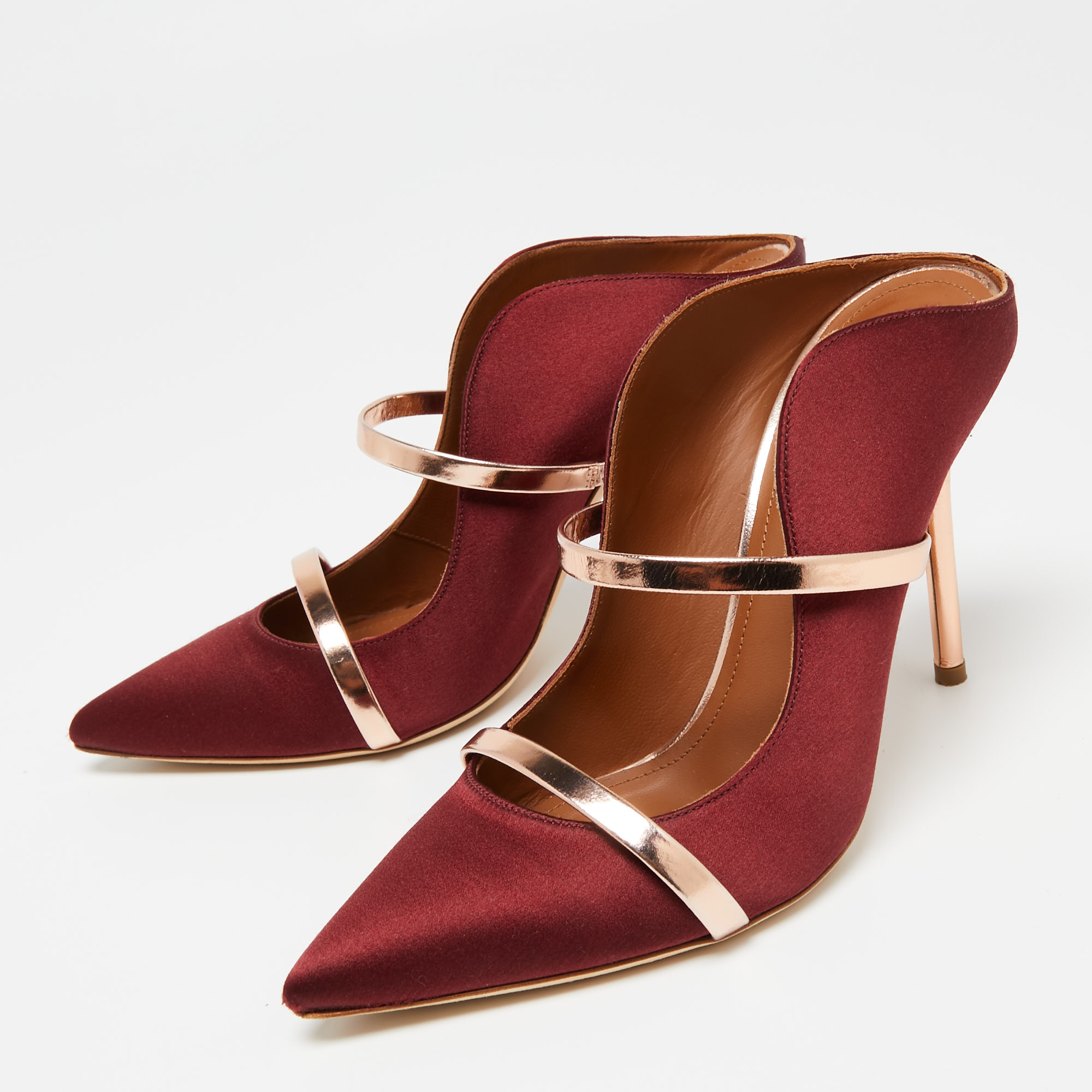 

Malone Souliers Burgundy Satin Maureen Mules Size