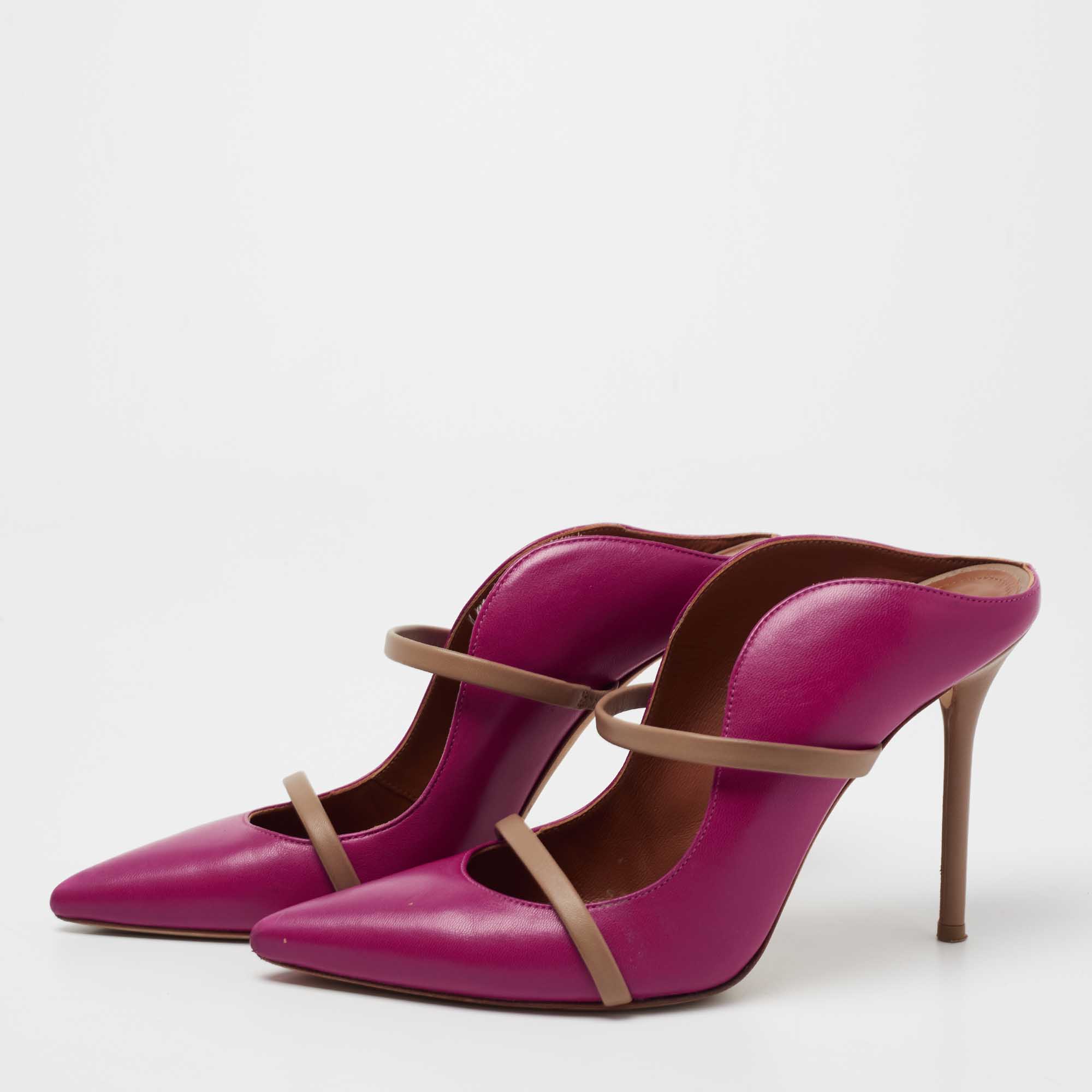 

Malone Souliers Pink/Beige Leather Maureen Sandals Size