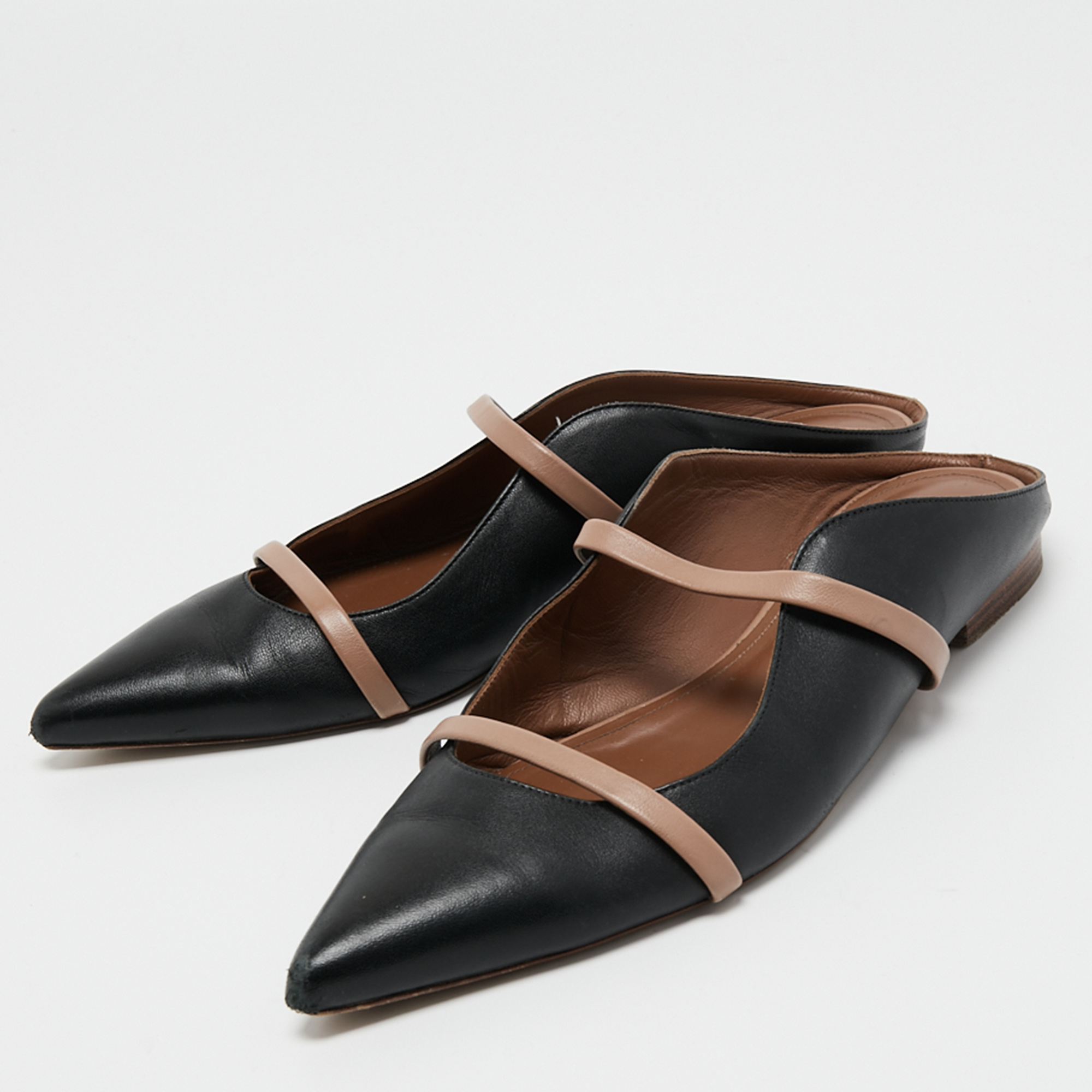 

Malone Souliers Black/Beige Leather Maureen Flat Mules Size