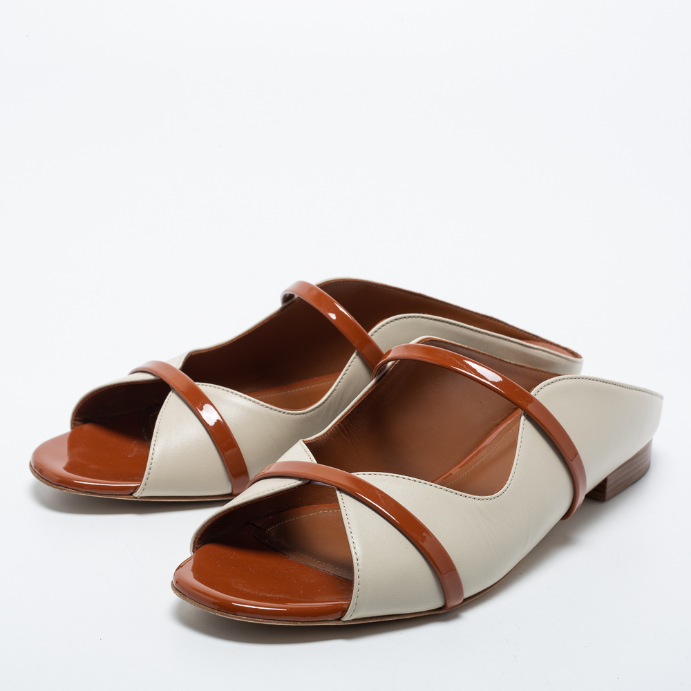 

Malone Souliers Off White/Brown Leather Norah Flat Mules Size