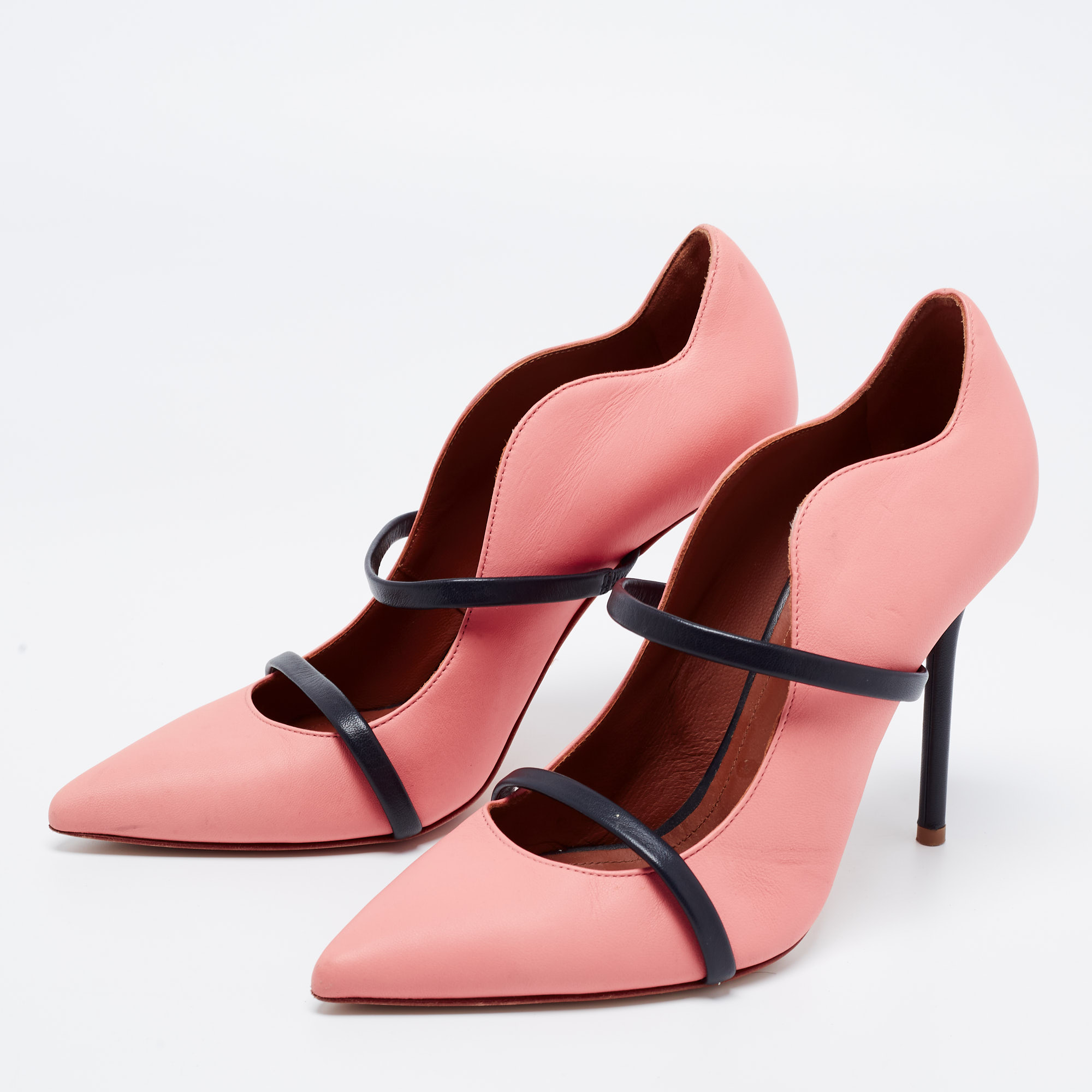 

Malone Souliers Peach/Black Leather Maureen Pumps Size, Pink