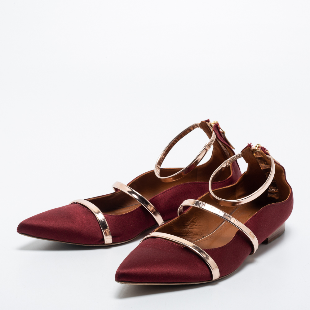 

Malone Souliers Burgundy/Leather Satin Maureen Ballet Flats Size