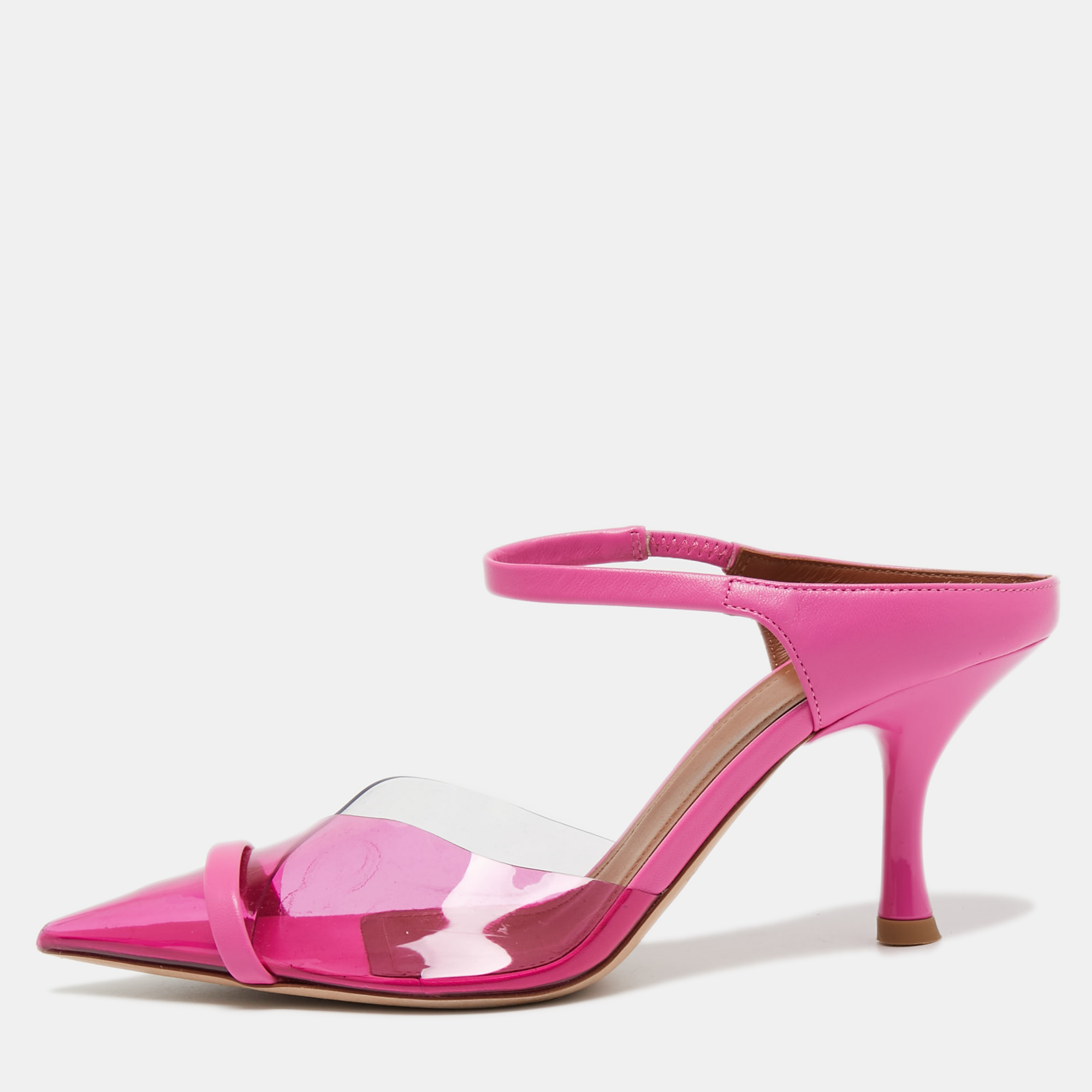 Pre-owned Malone Souliers Pink Pvc And Leather Ankle Strap Lona Sandals Size 36